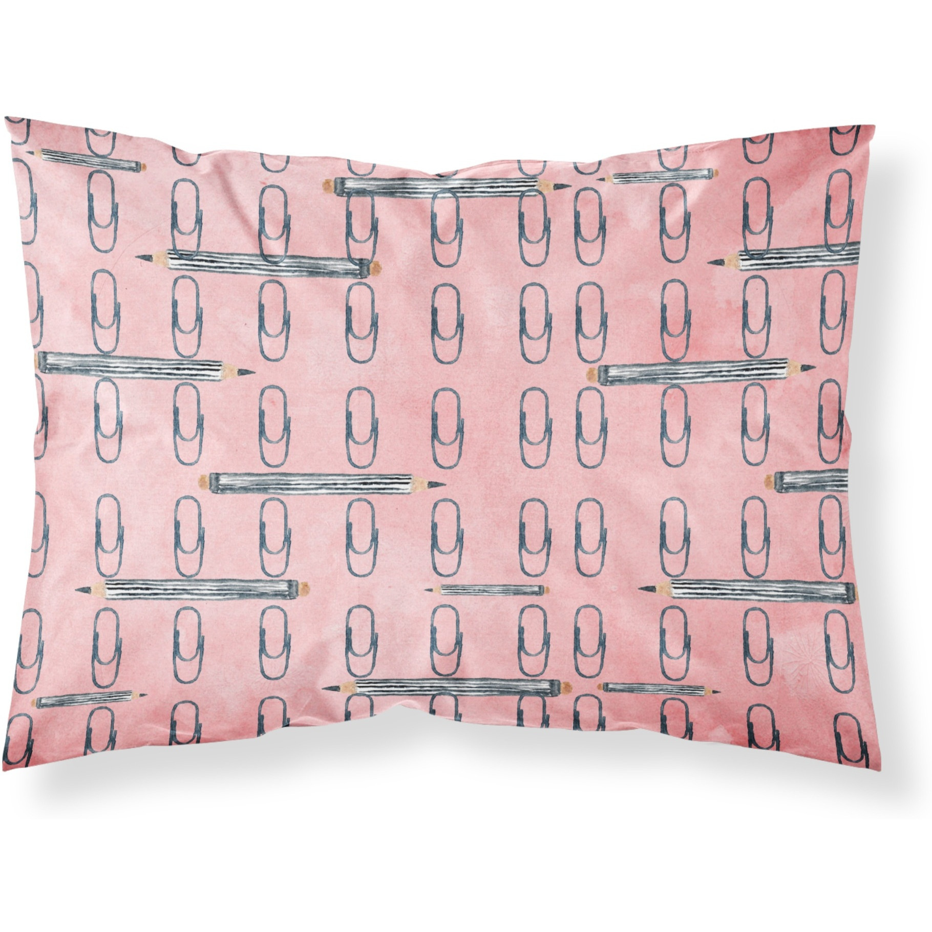 &quotCaroline's Treasures Watercolor Organized Paper Clips Pink Pillowcase, Standard, Multicolor"