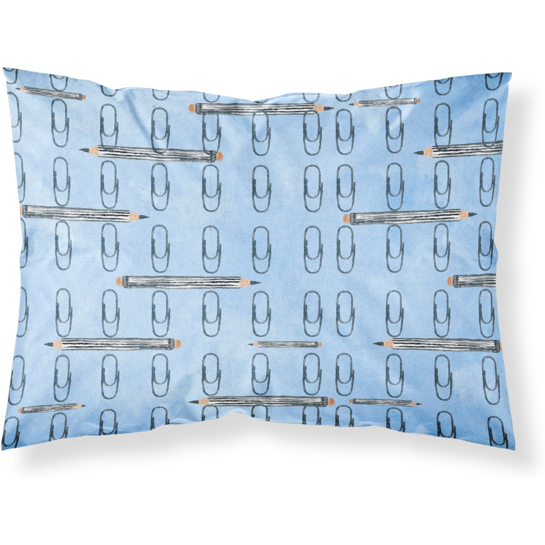 &quotCaroline's Treasures Watercolor Organized Paper Clips Blue Pillowcase, Standard, Multicolor"