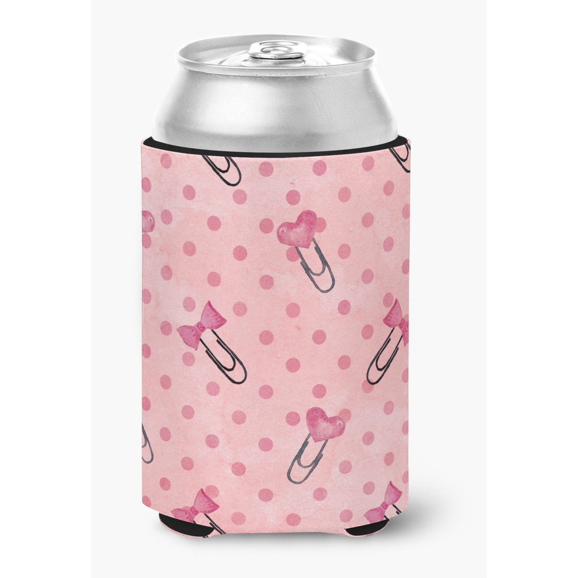 &quotCaroline's Treasures Watercolor Paper Clips and Polkadots Pink Decorative Can Hugger, Multicolor"