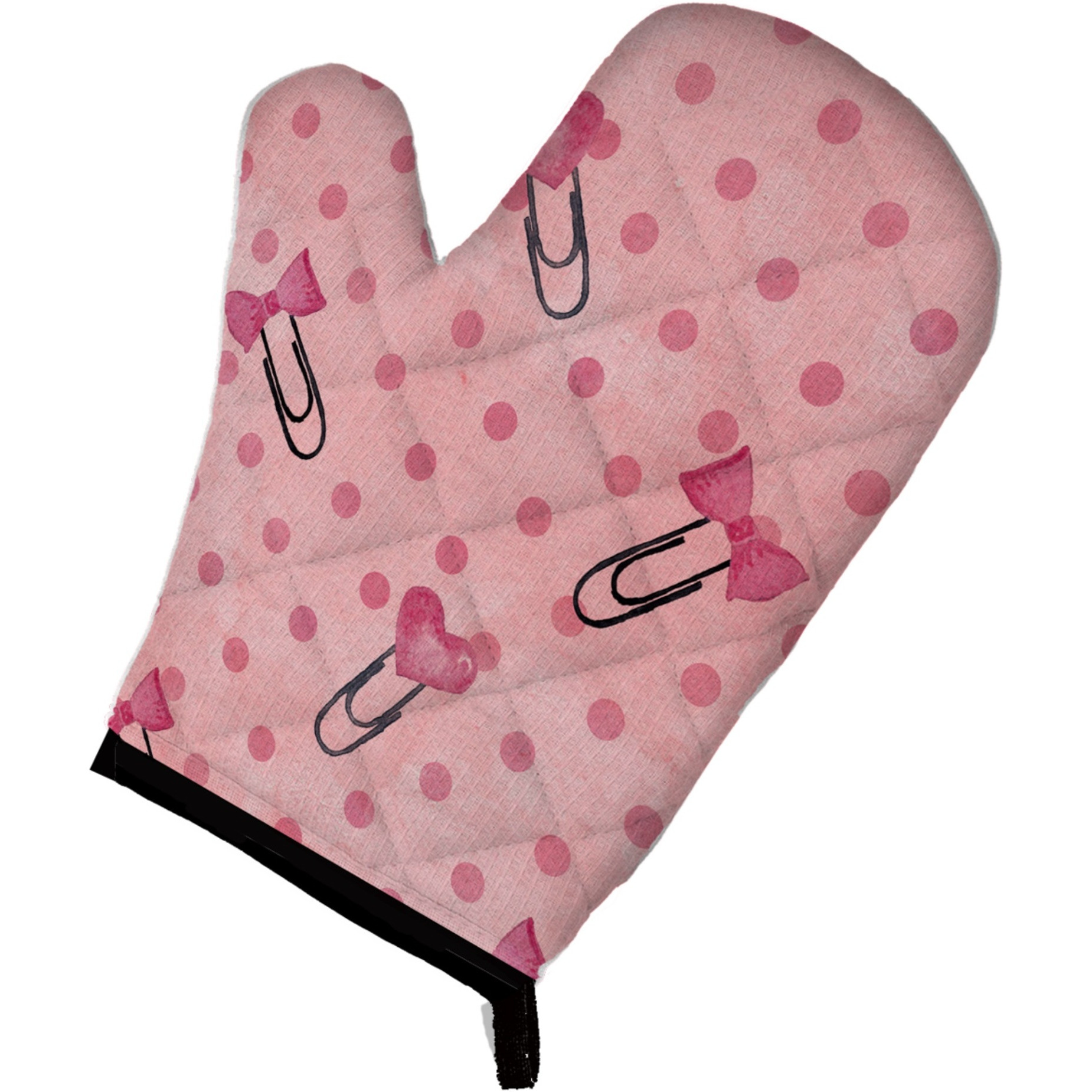 &quotCaroline's Treasures Watercolor Paper Clips and Polka dots Pink Decorated Oven Mitt, 12"" x 8.5"", Multicolor"