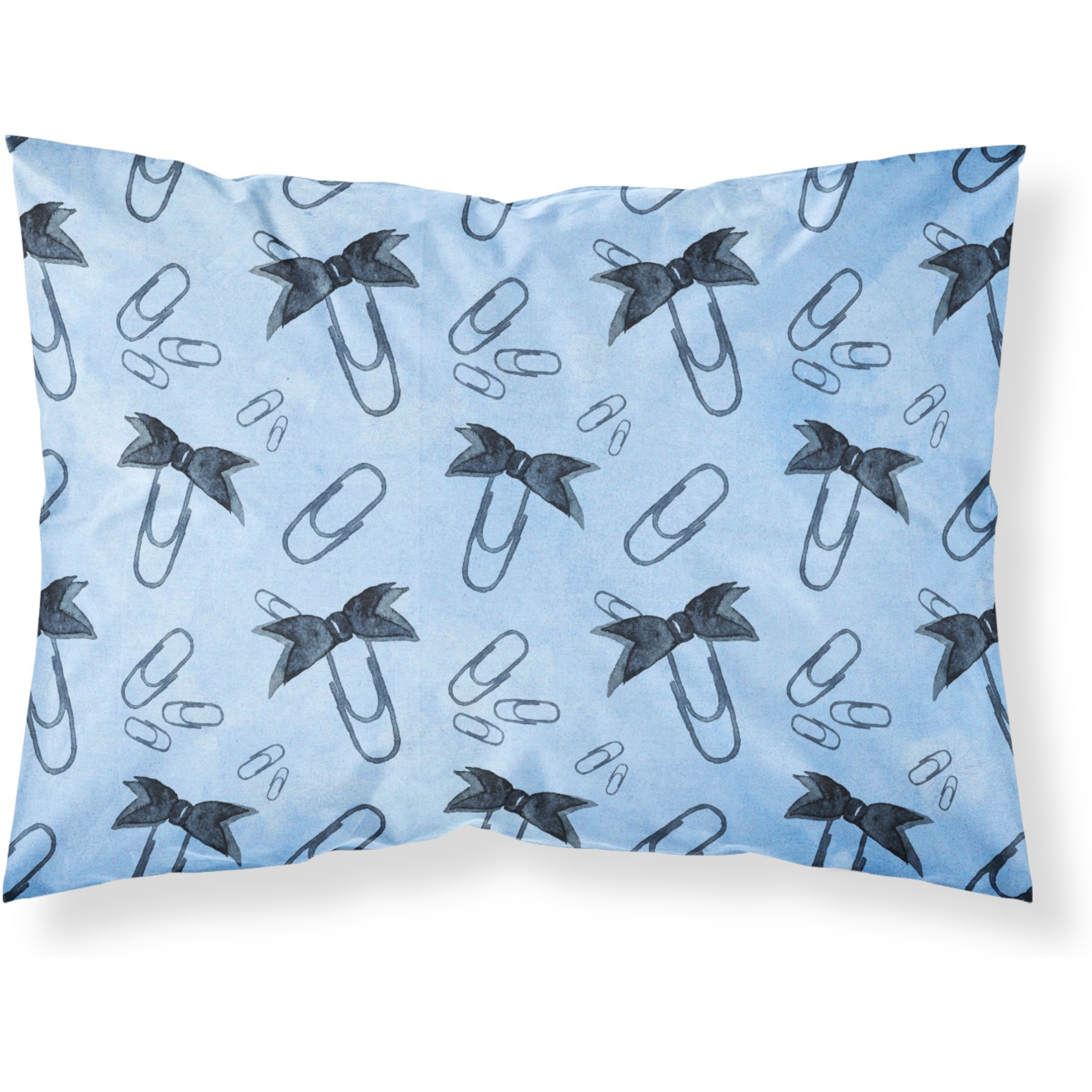 &quotCaroline's Treasures Watercolor Paper Clips Blue Printed, Polyester, 250 Thread count, Envelope closure Pillowcase, Standard, Multicolor"