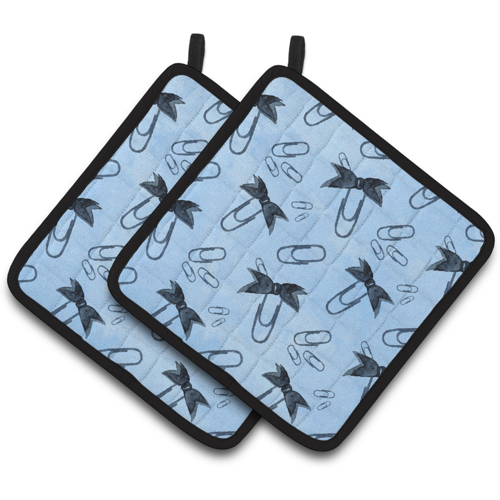 &quotCaroline's Treasures Watercolor Paper Clips Blue Decorated Pot Holder, 7.5"" x 7.5"", Multicolor"