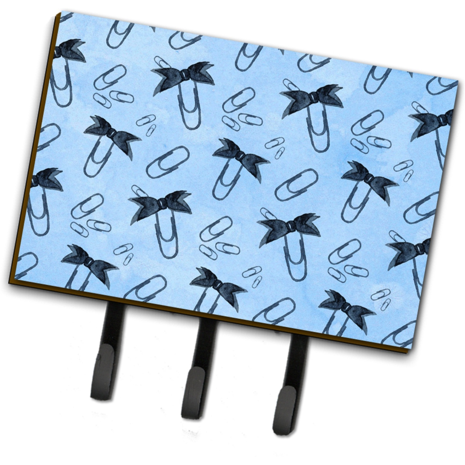 &quotCaroline's Treasures Watercolor Paper Clips Blue Wall Hook, Triple, Multicolor"