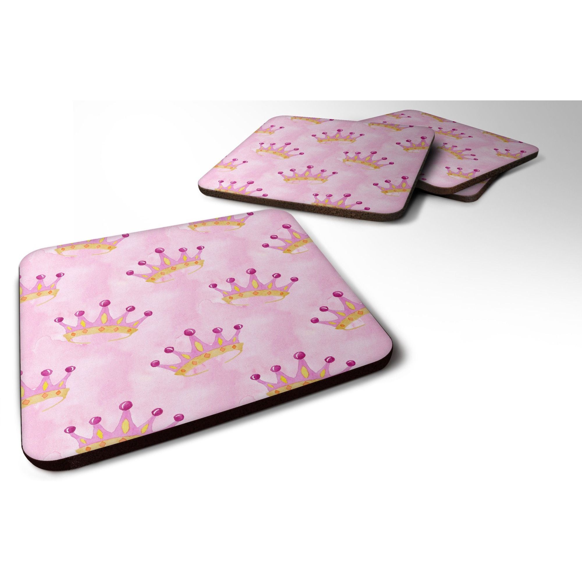 &quotCaroline's Treasures Watercolor Princess Crown on Pink Decorative coasters, 3.5, Multicolor"
