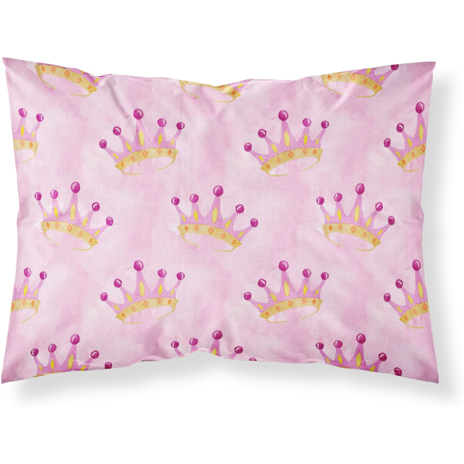 &quotCaroline's Treasures Watercolor Princess Crown on Pink Pillowcase, Standard, Multicolor"