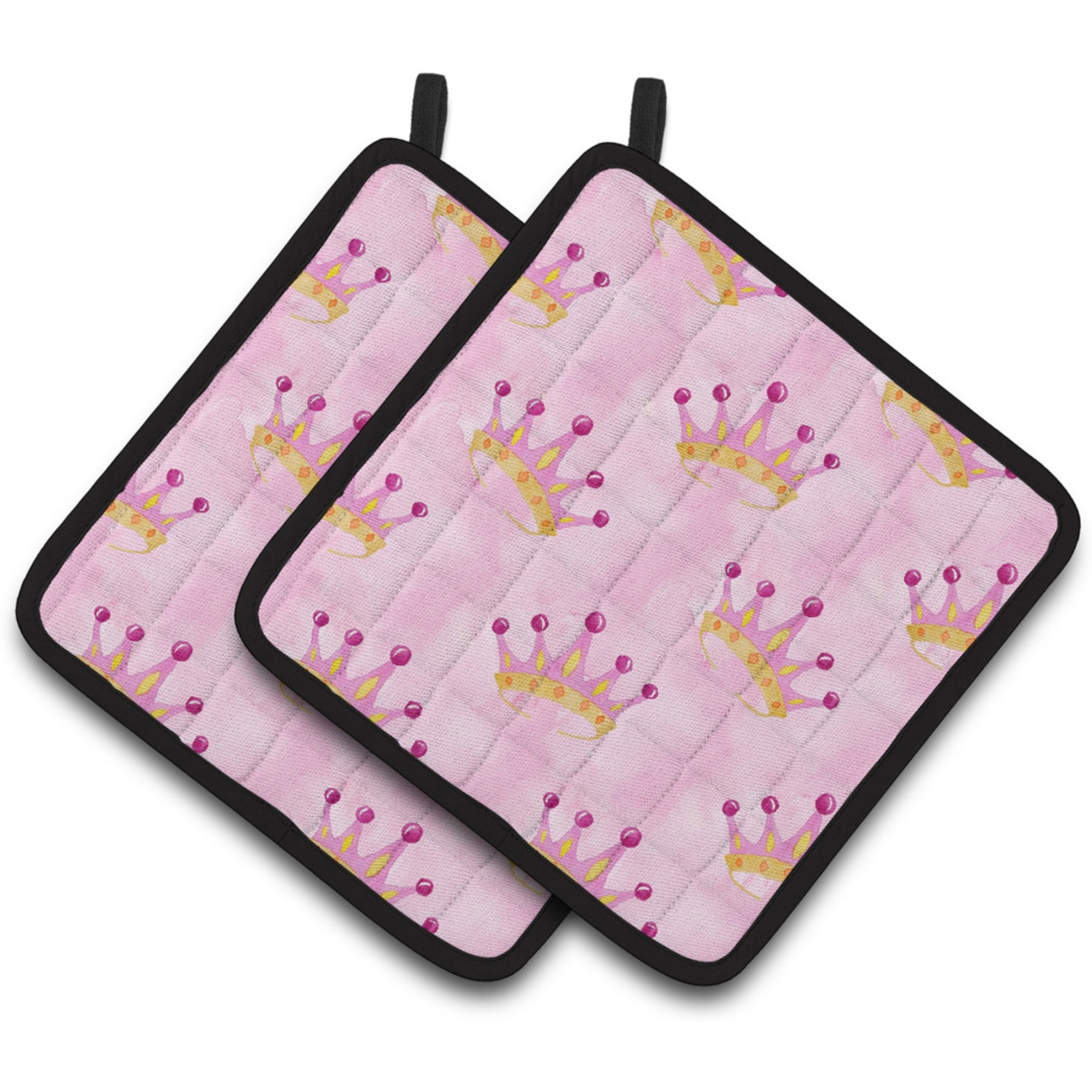 &quotCaroline's Treasures Watercolor Princess Crown on Pink Decorated Pot Holder, 7.5"" x 7.5"", Multicolor"