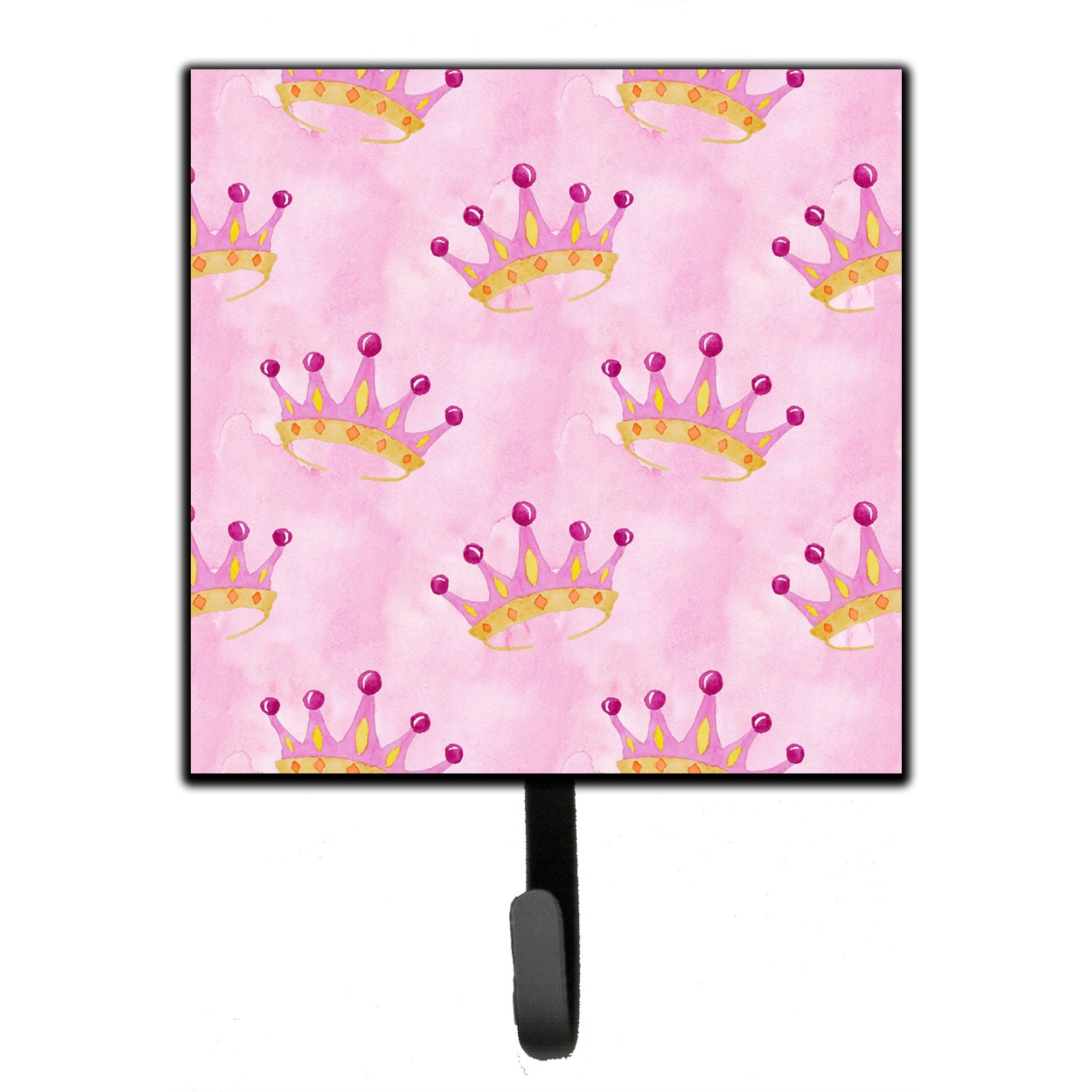 &quotCaroline's Treasures Watercolor Princess Crown on Pink Wall Hook, Small, Multicolor"