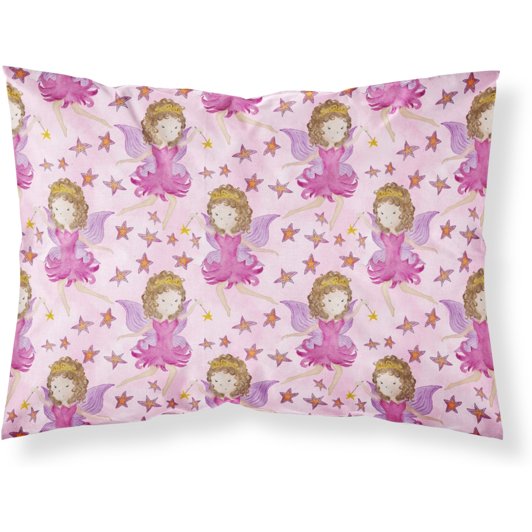 &quotCaroline's Treasures Watercolor Fairy Princess on Pink Pillowcase, Standard, Multicolor"