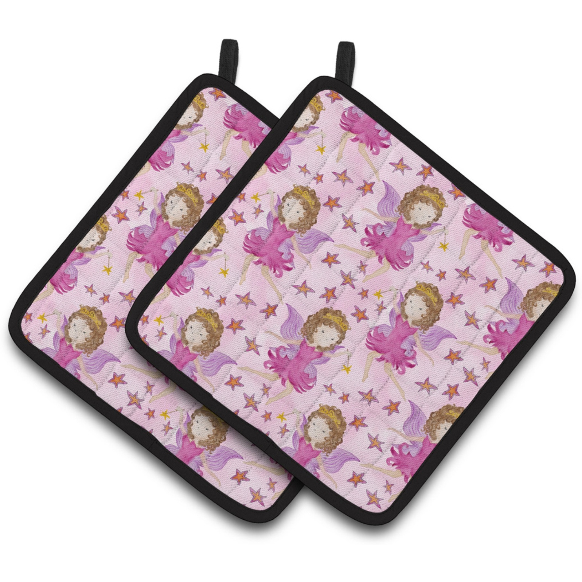 &quotCaroline's Treasures Watercolor Fairy Princess on Pink Decorated Pot Holder, 7.5"" x 7.5"", Multicolor"