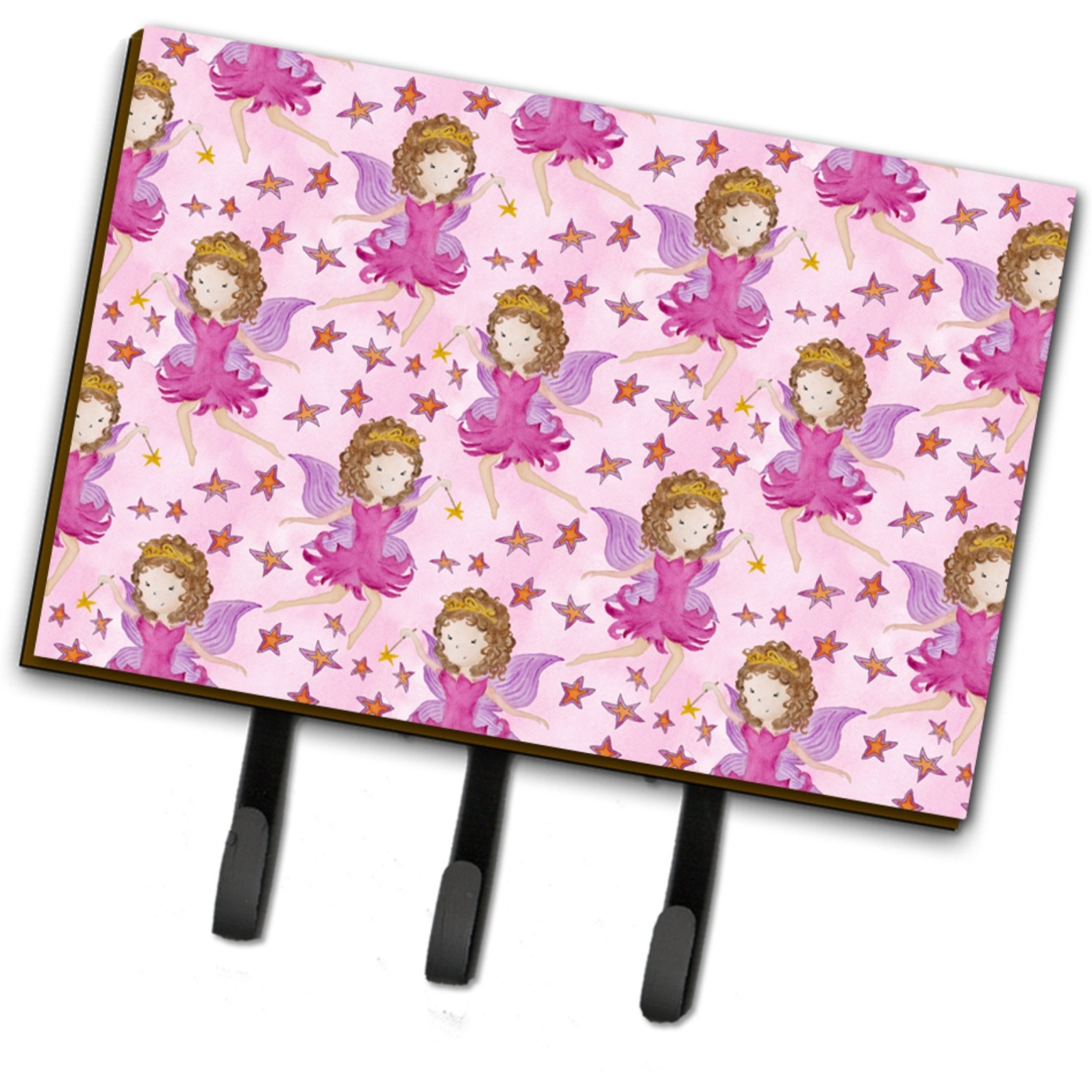 &quotCaroline's Treasures Watercolor Fairy Princess on Pink Wall Hook, Triple, Multicolor"