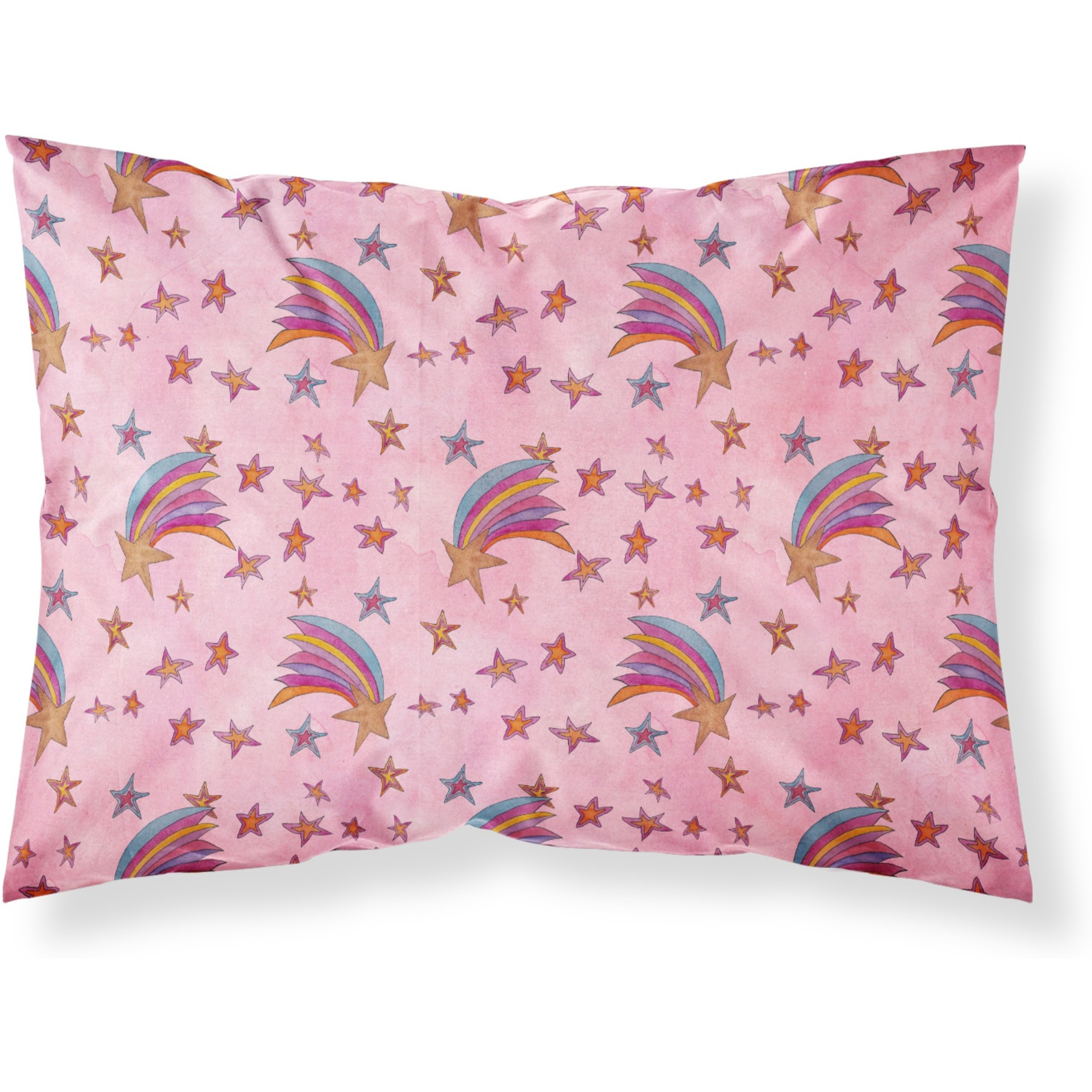&quotCaroline's Treasures Watercolor Shooting Stars on Pink Pillowcase, Standard, Multicolor"