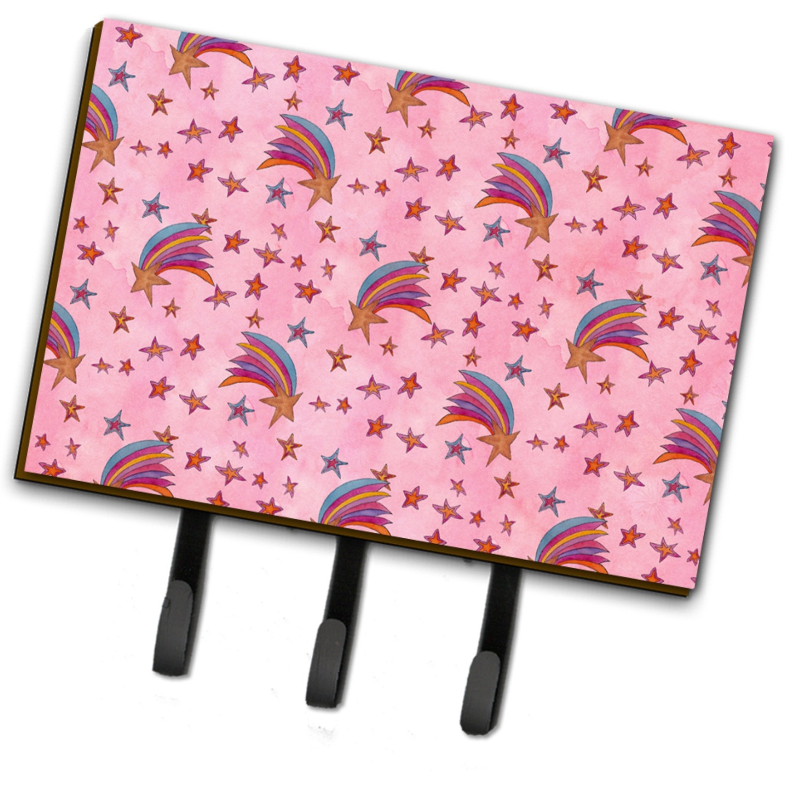 &quotCaroline's Treasures Watercolor Shooting Stars on Pink Wall Hook, Triple, Multicolor"
