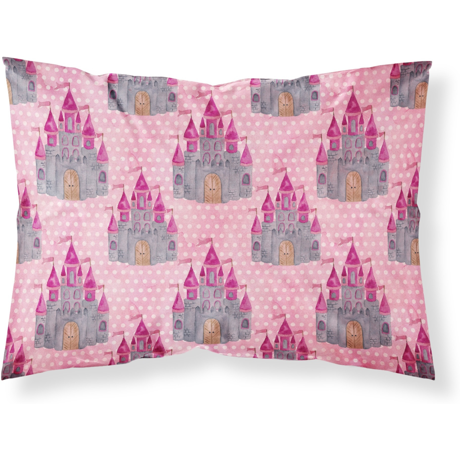 &quotCaroline's Treasures Watercolor Princess Castle Printed, Polyester, 250 Thread count, Envelope closure Pillowcase, Standard, Multicolor"