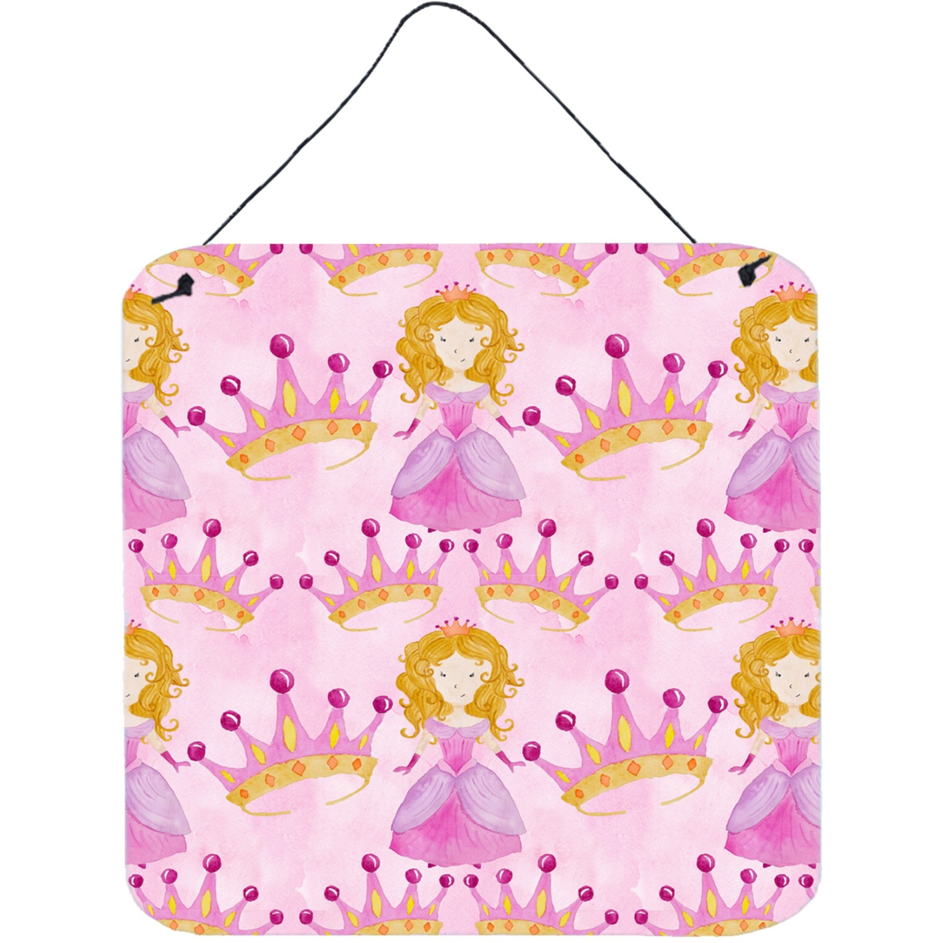 &quotCaroline's Treasures Watercolor Princess and Crown Metal Print, 6"" H x 6"" W, Multicolor"