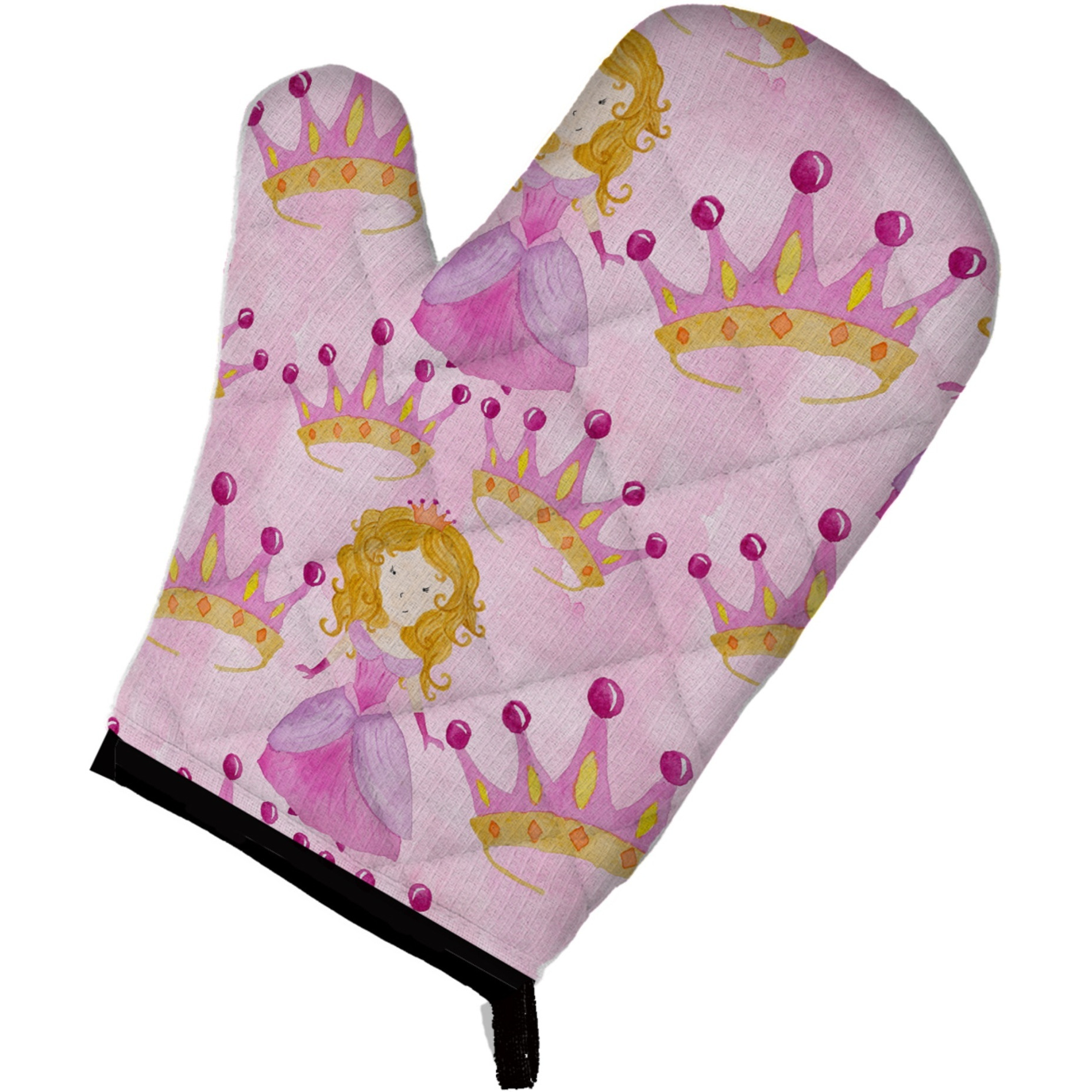 &quotCaroline's Treasures Watercolor Princess and Crown Decorated Oven Mitt, 12"" x 8.5"", Multicolor"