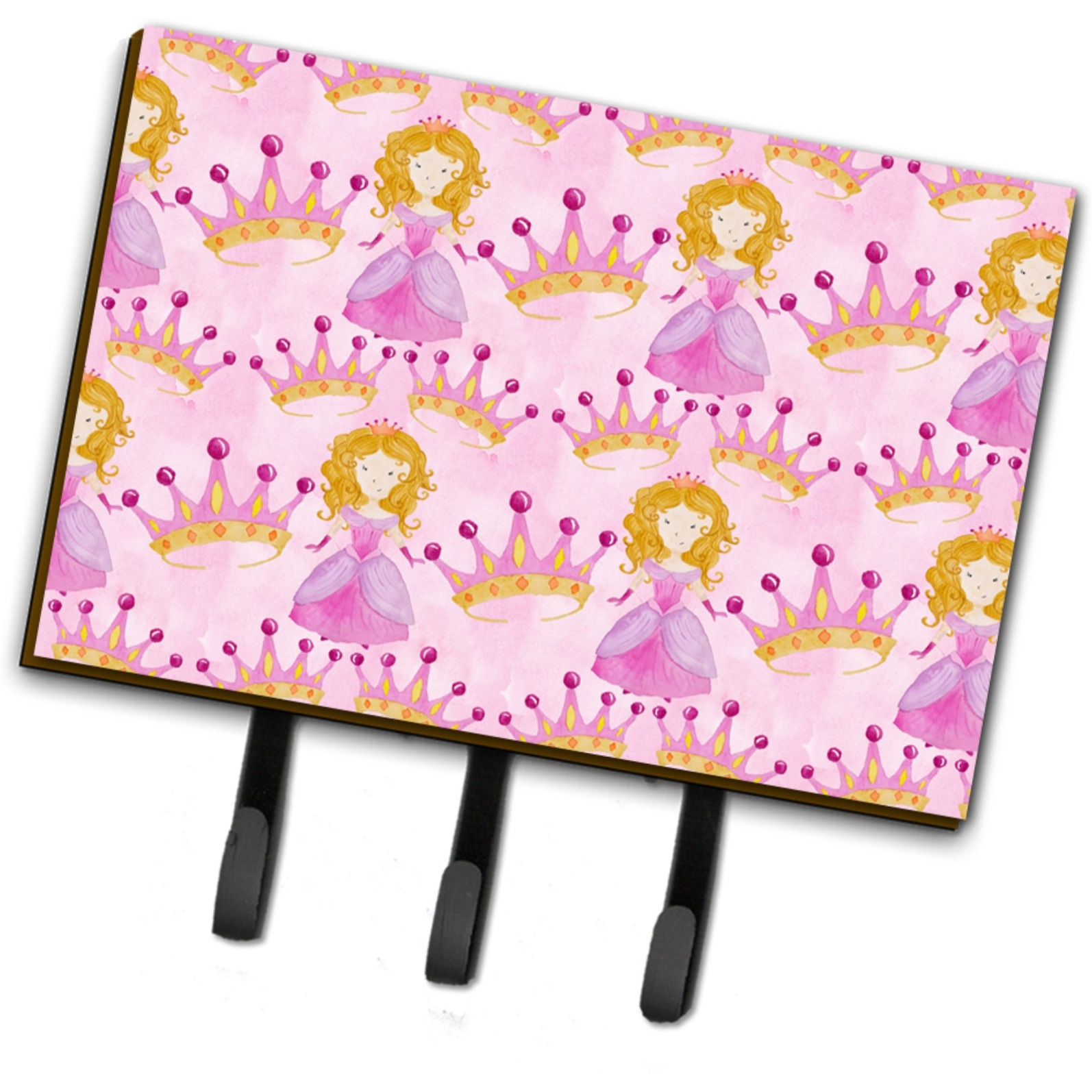 &quotCaroline's Treasures Watercolor Princess and Crown Wall Hook, Triple, Multicolor"
