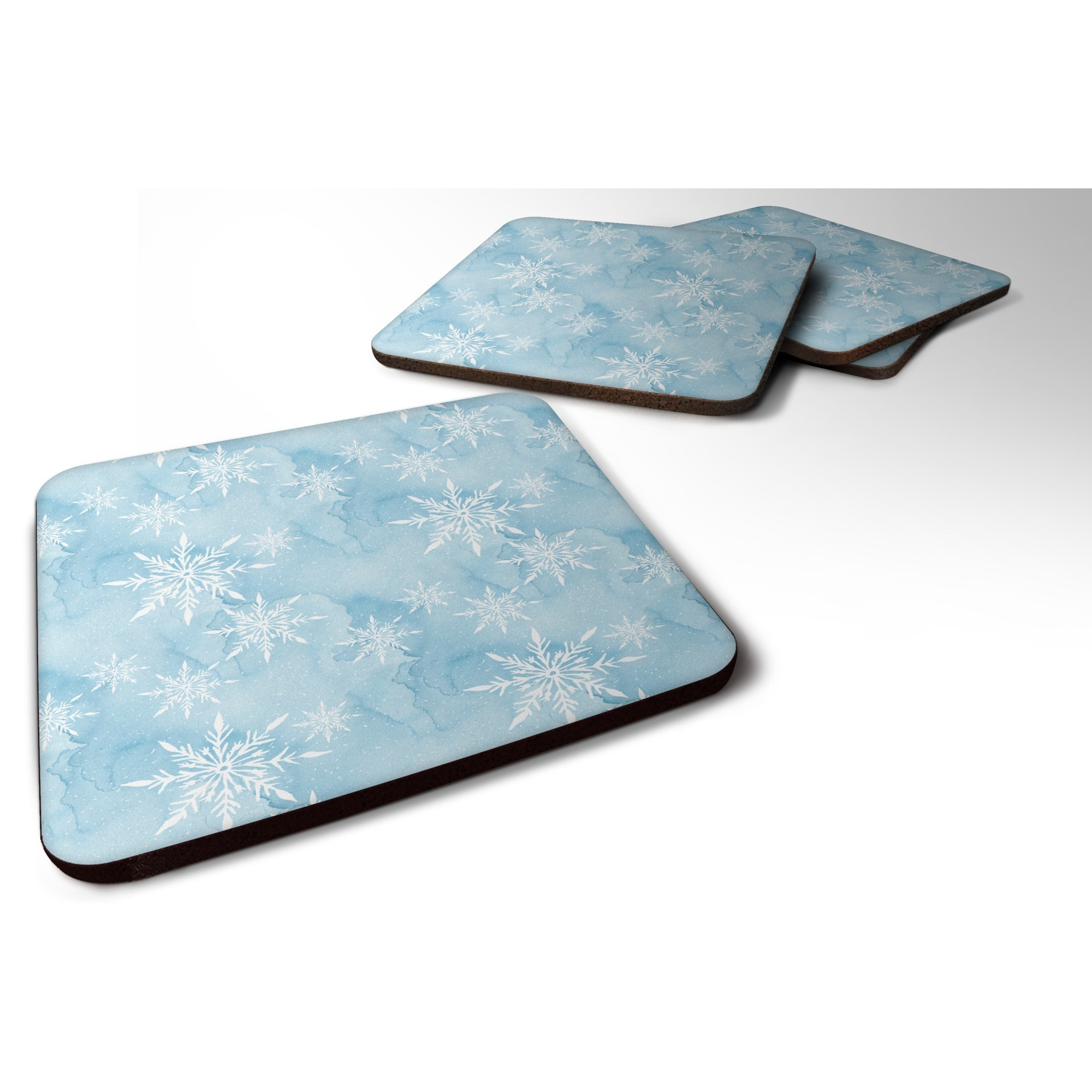 &quotCaroline's Treasures Watercolor Snowflake on Light Blue Decorative coasters, 3.5, Multicolor"