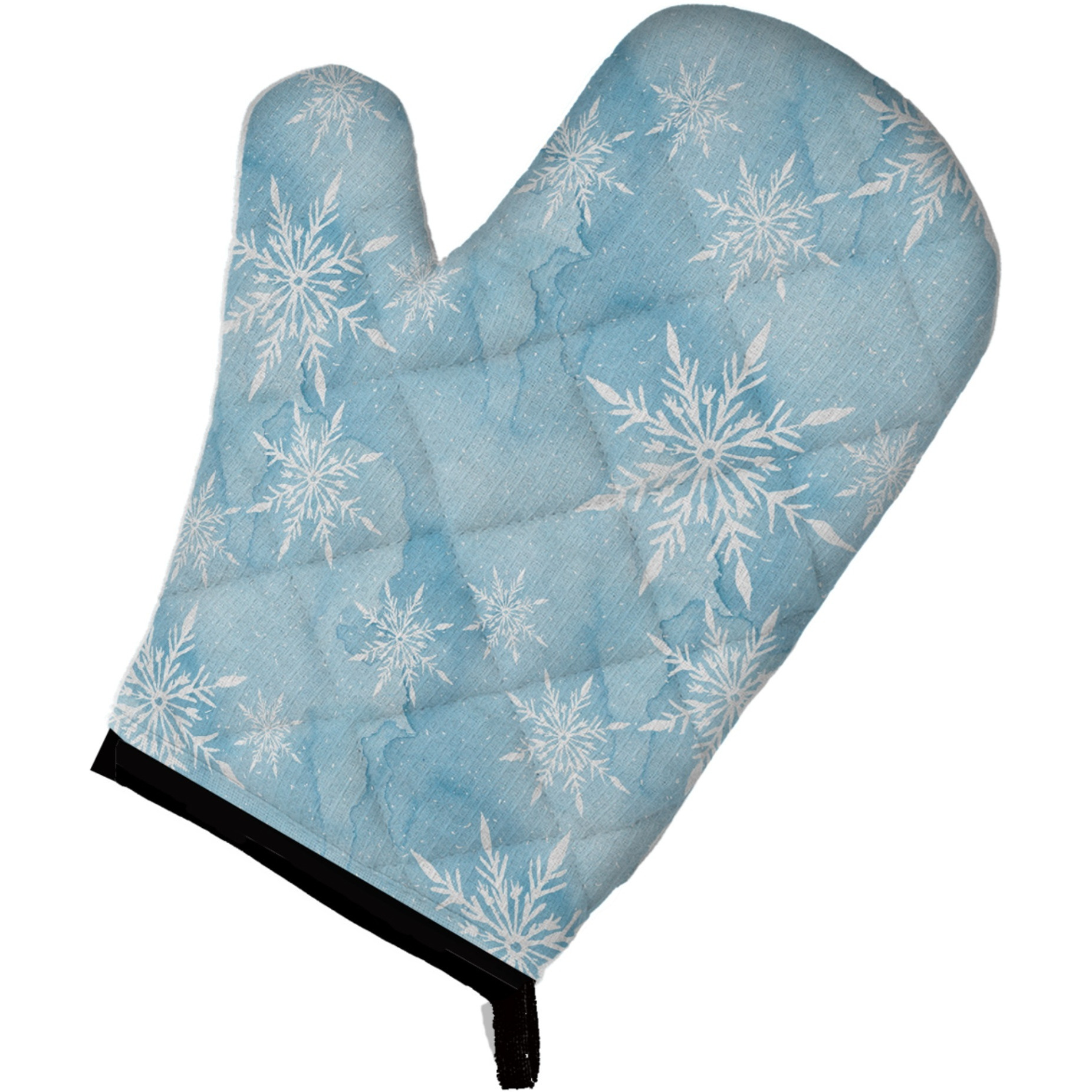 &quotCaroline's Treasures Watercolor Snowflake on Light Blue Decorated Oven Mitt, 12"" x 8.5"", Multicolor"