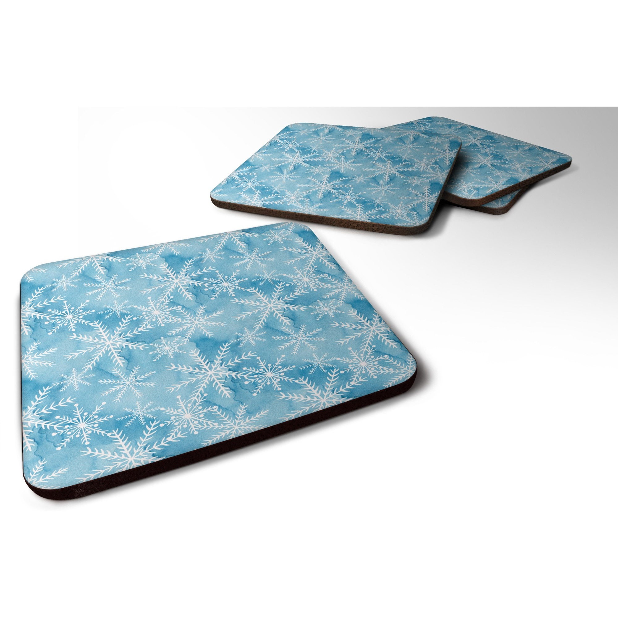 &quotCaroline's Treasures Watercolor Snowflake on Blue Decorative coasters, 3.5, Multicolor"