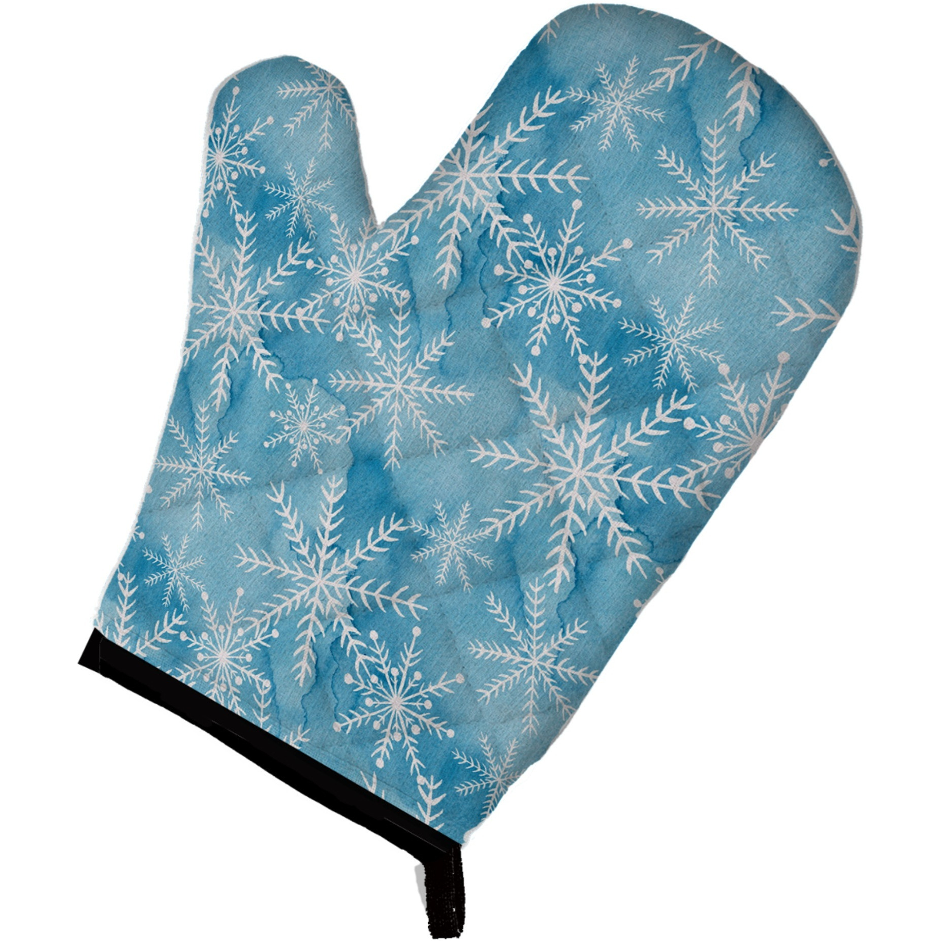 &quotCaroline's Treasures Watercolor Snowflake on Blue Decorated Oven Mitt, 12"" x 8.5"", Multicolor"