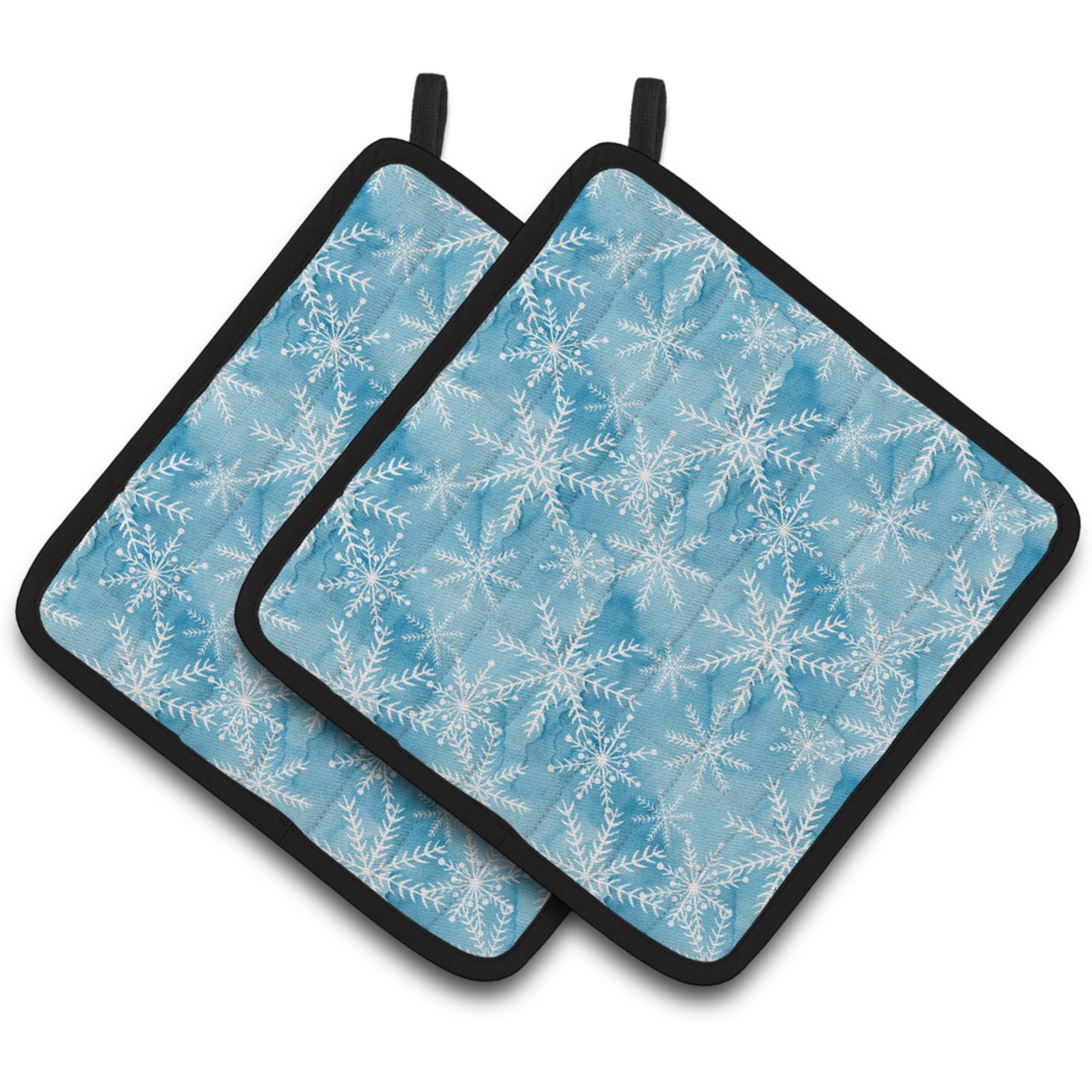 &quotCaroline's Treasures Watercolor Snowflake on Blue Decorated Pot Holder, 7.5"" x 7.5"", Multicolor"