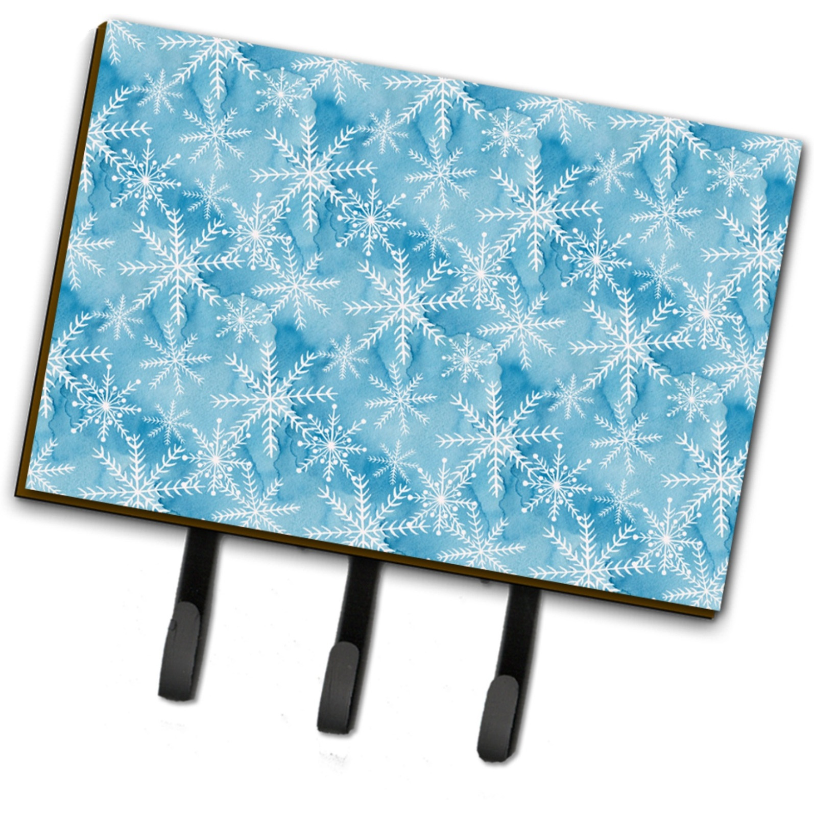 &quotCaroline's Treasures Watercolor Snowflake on Blue Wall Hook, Triple, Multicolor"