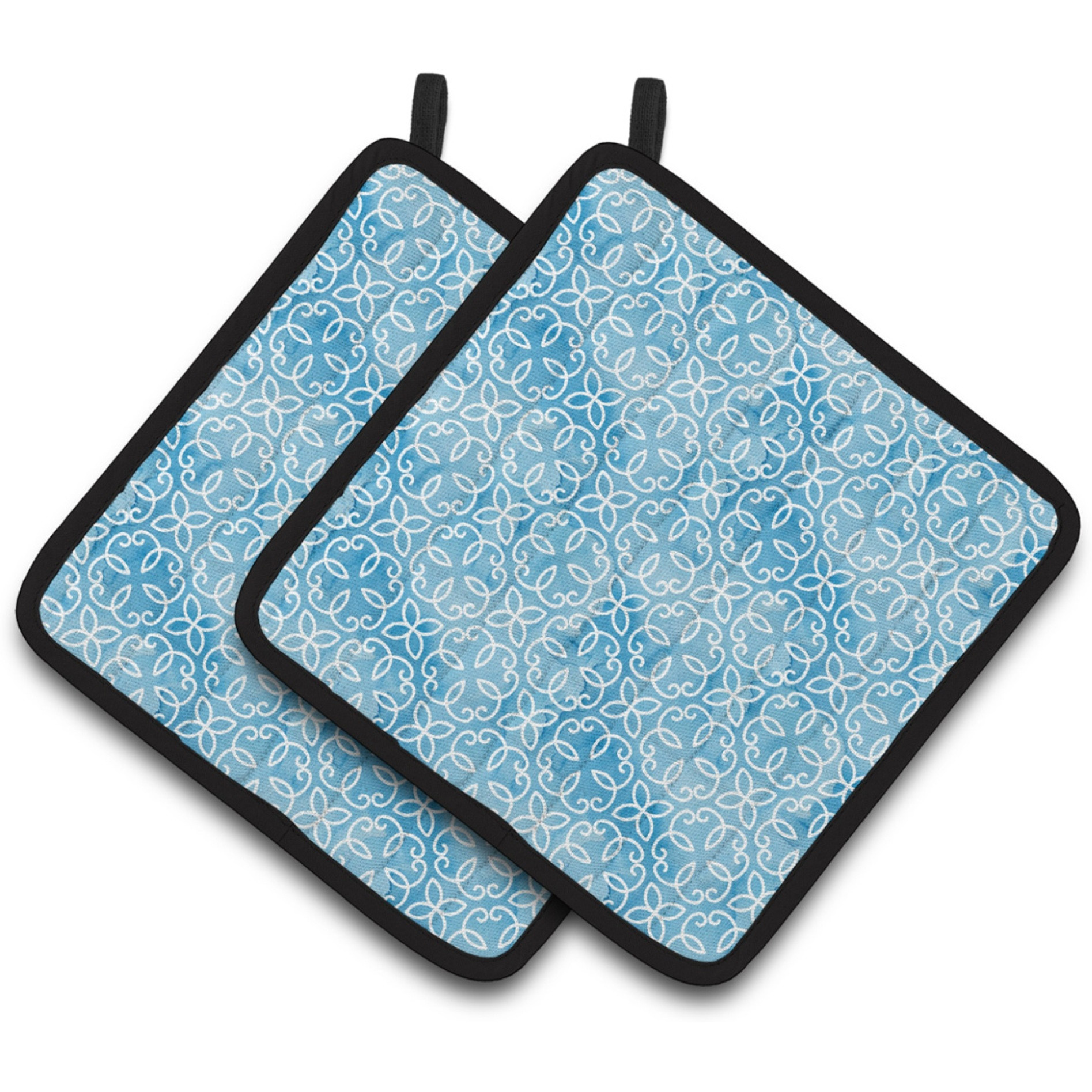 &quotCaroline's Treasures Watercolor Geometric Circle on Blue Decorated Pot Holder, 7.5"" x 7.5"", Multicolor"