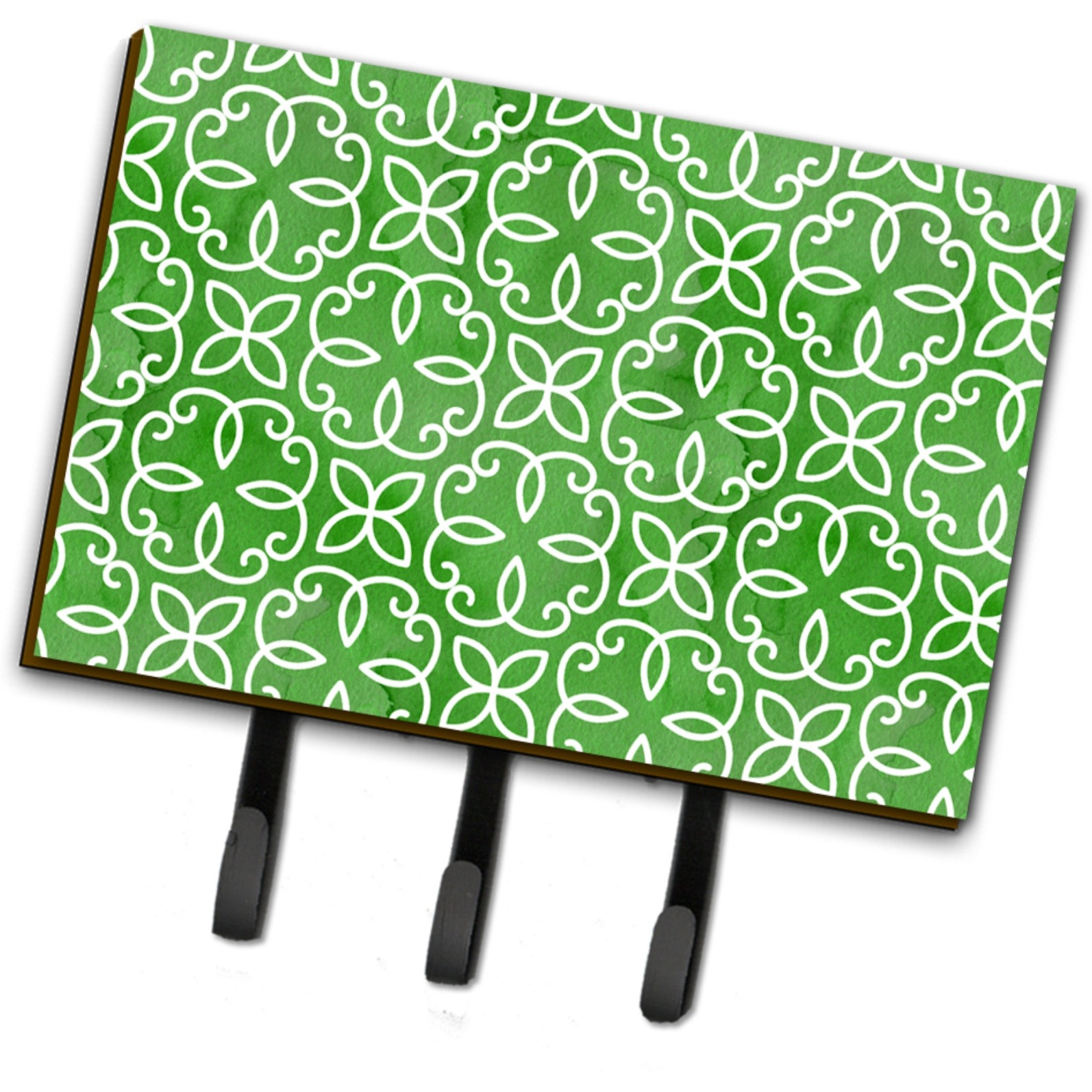 &quotCaroline's Treasures Watercolor Geometric Circle on Green Wall Hook, Triple, Multicolor"