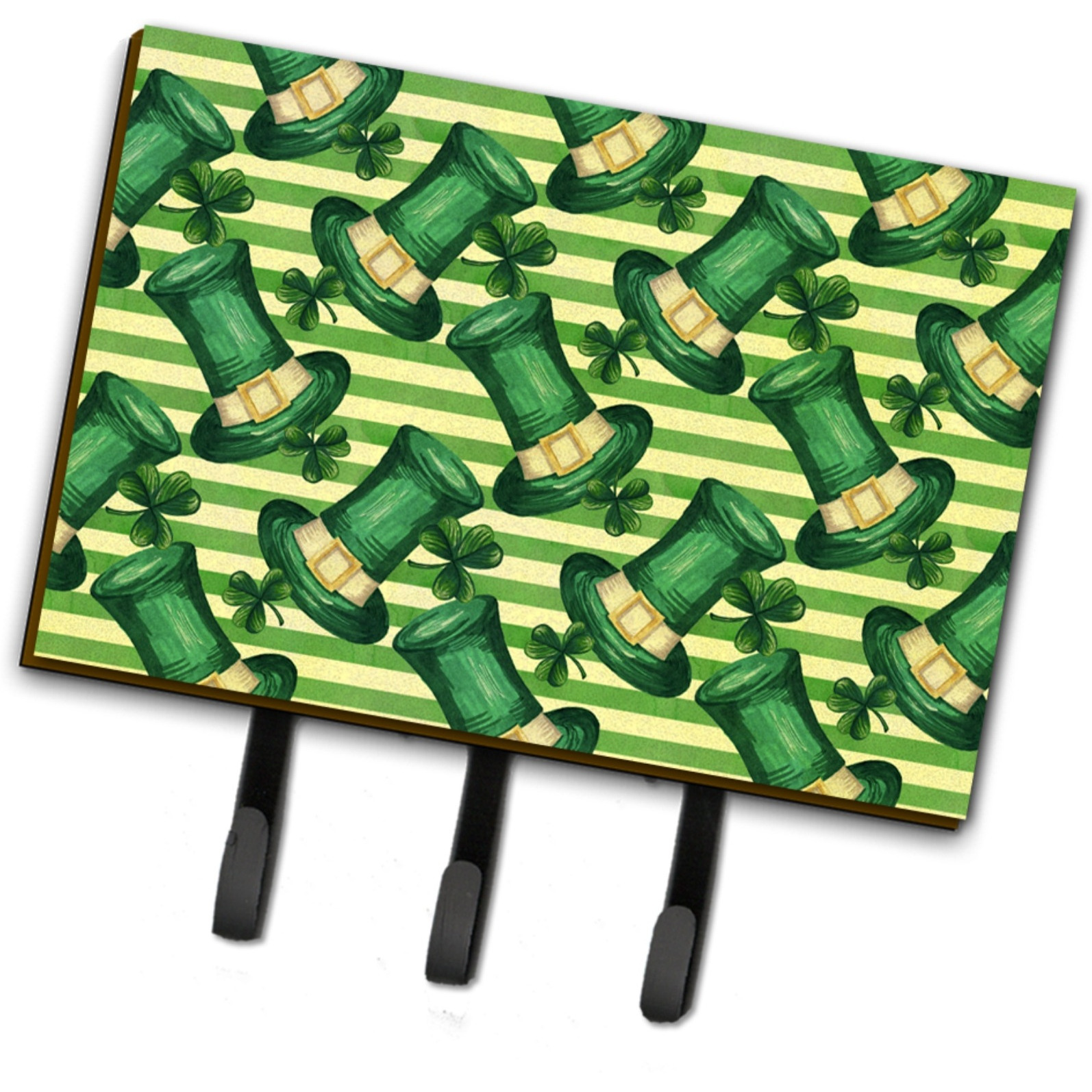 &quotCaroline's Treasures Watercolor St Patrick's Day Leprechaun Hat Wall Hook, Triple, Multicolor"