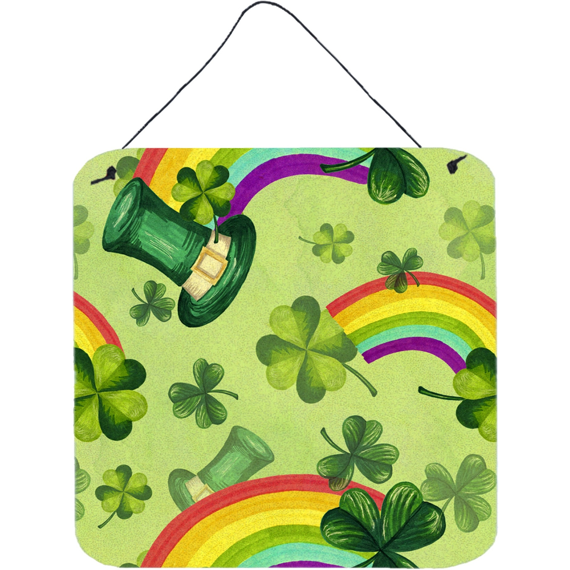 &quotCaroline's Treasures Watercolor St Patrick's Day Lucky Leprechaun Metal Print, 6"" H x 6"" W, Multicolor"