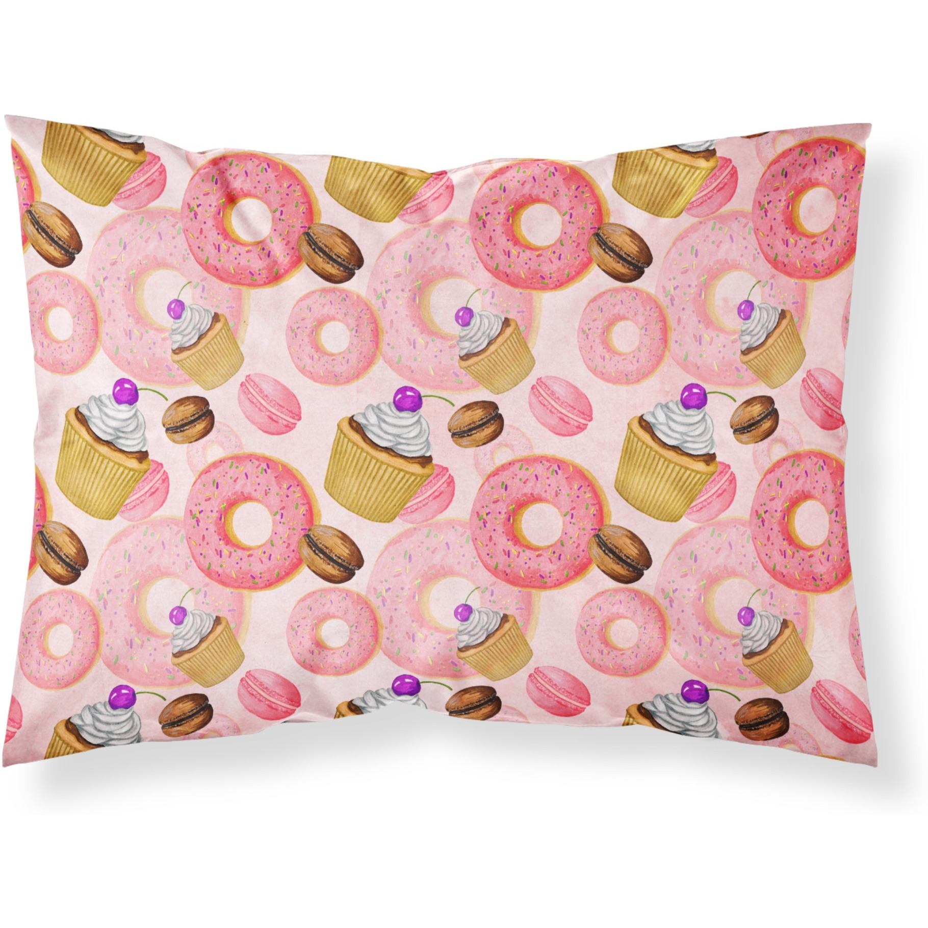 &quotCaroline's Treasures Watercolor Sweet Pastries Printed, Polyester, 250 Thread count, Envelope closure Pillowcase, Standard, Multicolor"