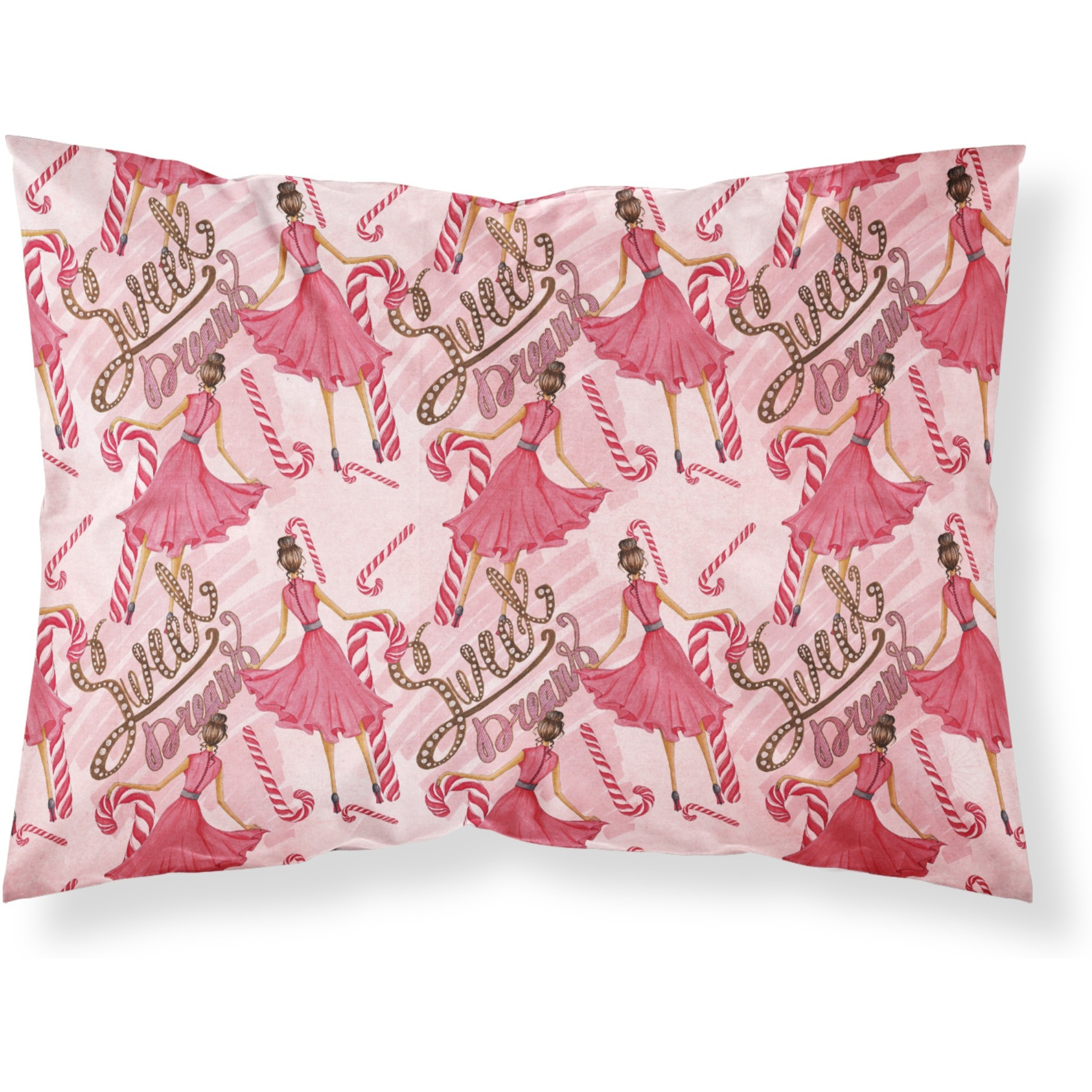 &quotCaroline's Treasures Watercolor Sweets Galore Printed, Polyester, 250 Thread count, Envelope closure Pillowcase, Standard, Multicolor"