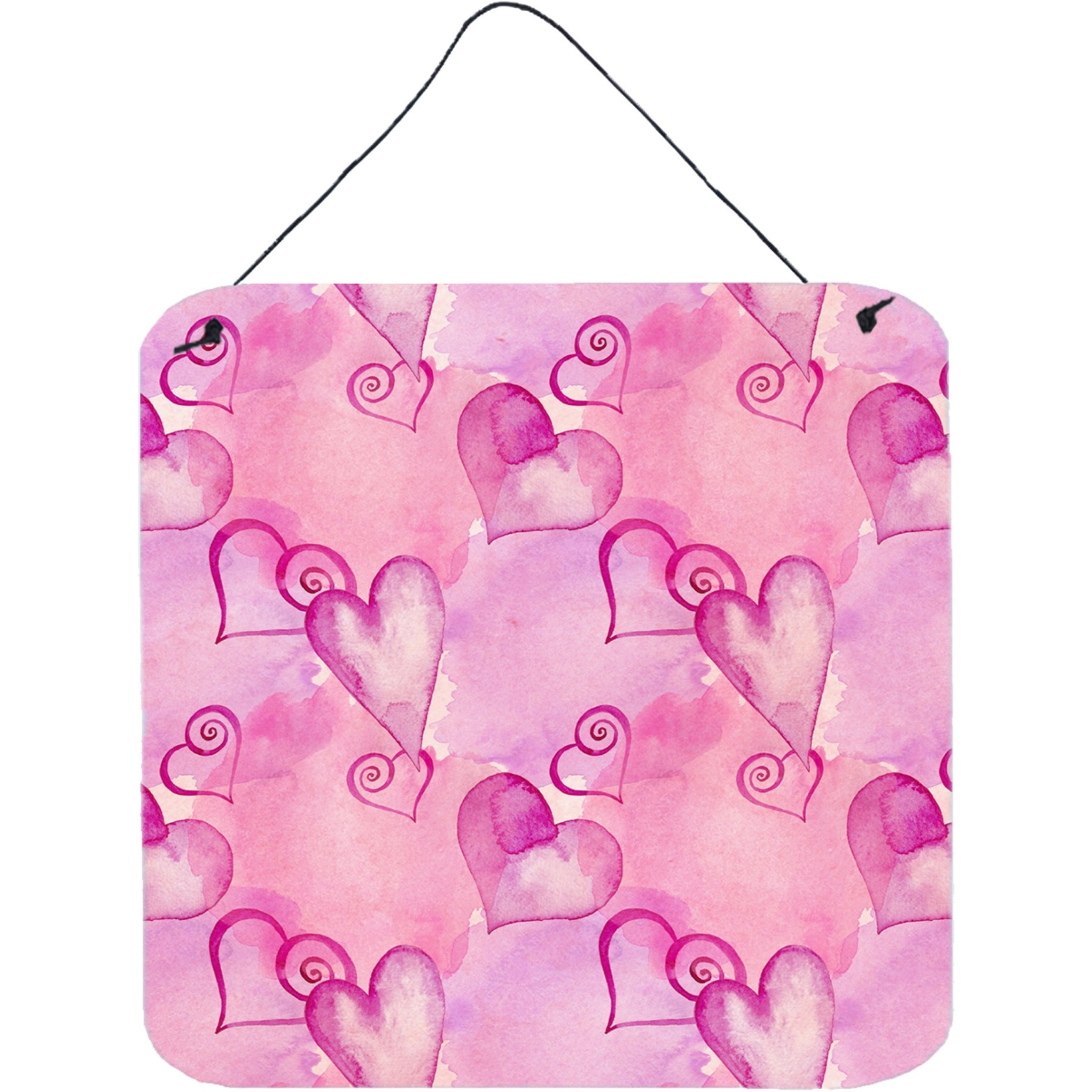 &quotCaroline's Treasures Watercolor Hot Pink Hearts Metal Print, 6"" H x 6"" W, Multicolor"