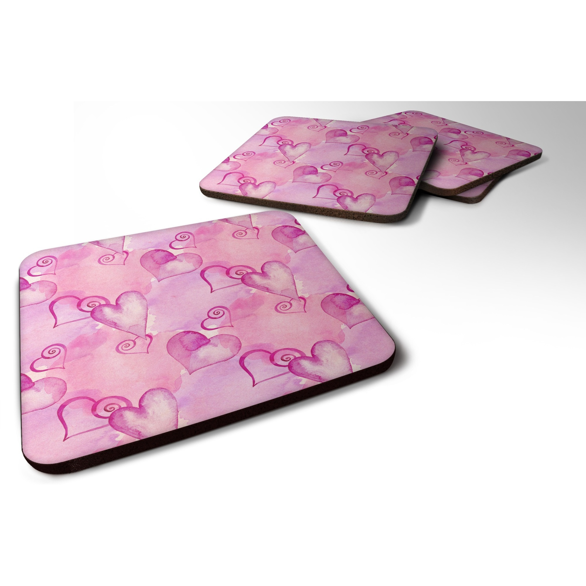 &quotCaroline's Treasures Watercolor Hot Pink Hearts Decorative coasters, 3.5, Multicolor"