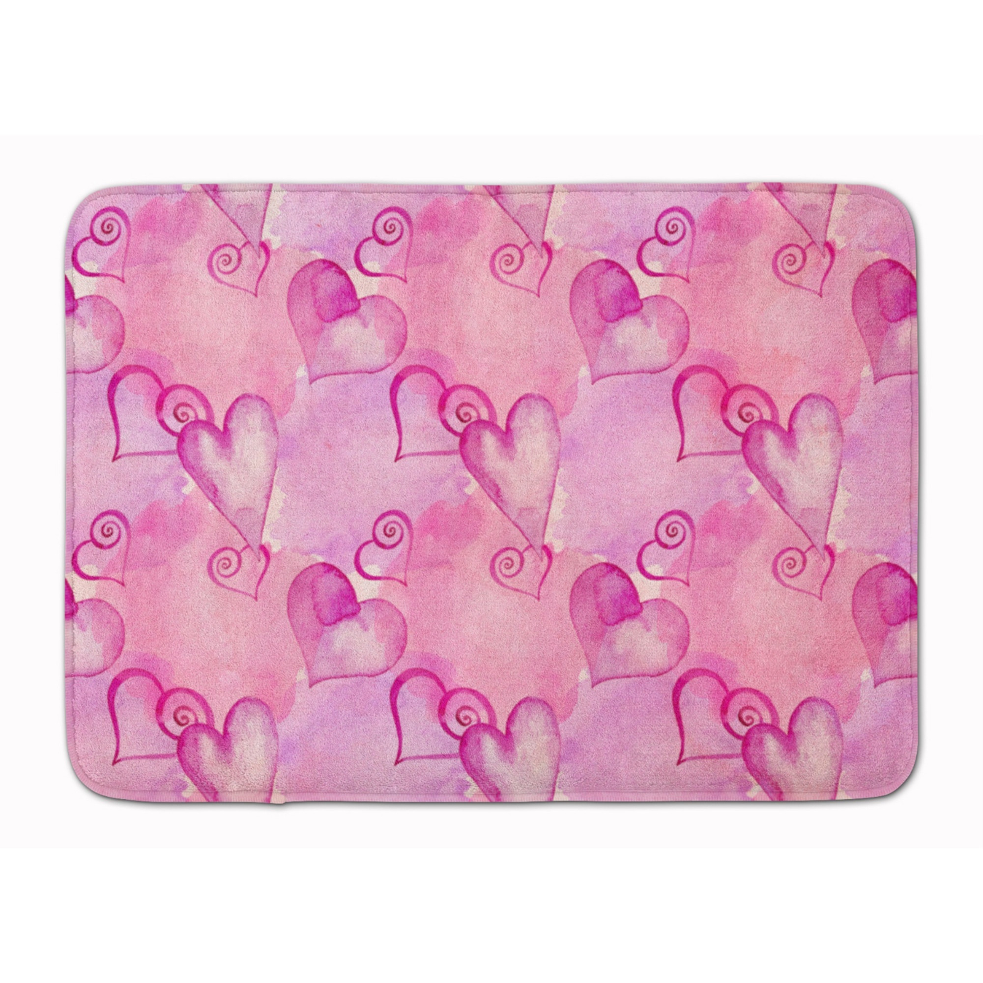 &quotCaroline's Treasures Watercolor Hot Pink Hearts Floor Mat, 19"" H x 27"" W, Multicolor"