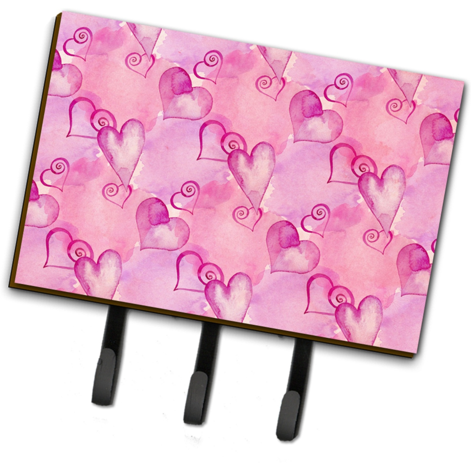 &quotCaroline's Treasures Watercolor Hot Pink Hearts Wall Hook, Triple, Multicolor"