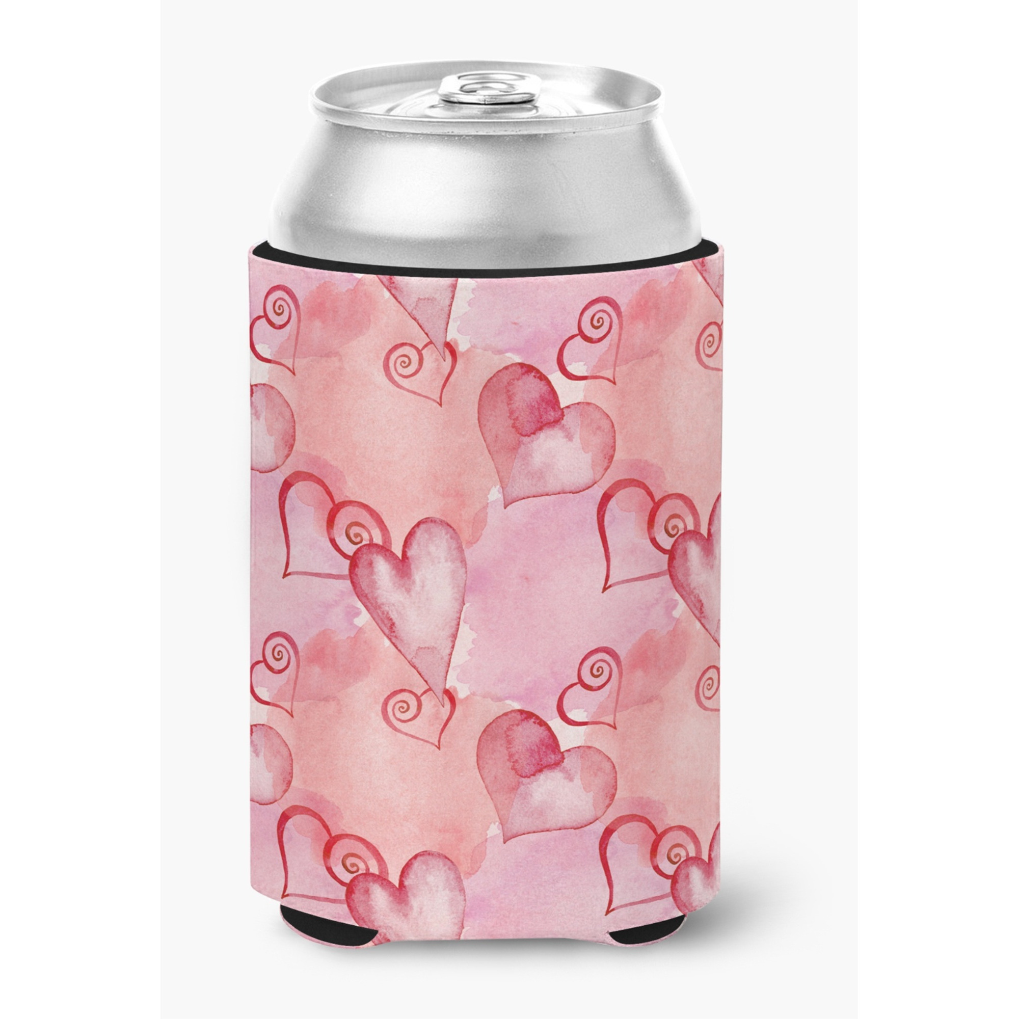 &quotCaroline's Treasures Watercolor Red Hearts Decorative Can Hugger, Multicolor"