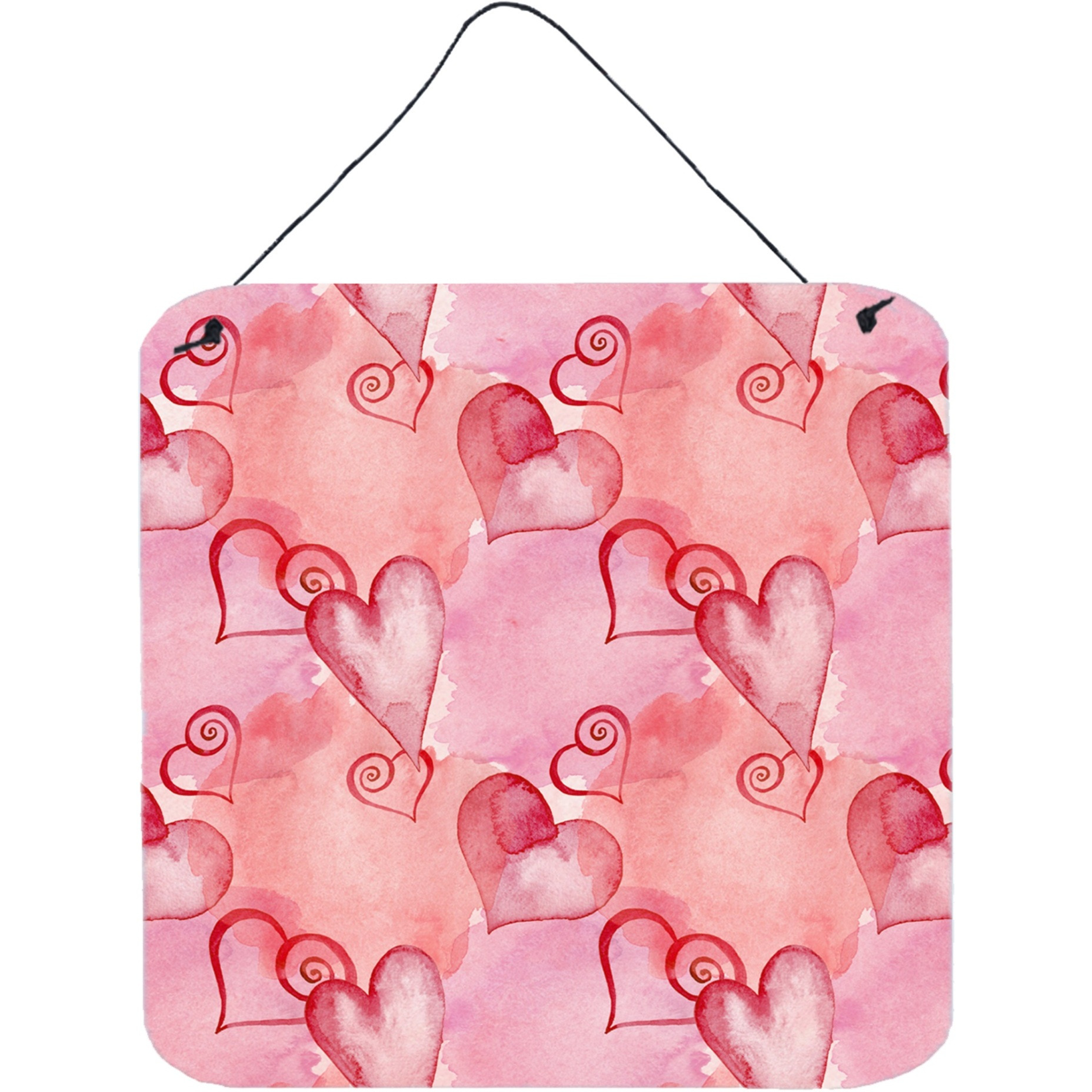 &quotCaroline's Treasures Watercolor Red Hearts Metal Print, 6"" H x 6"" W, Multicolor"