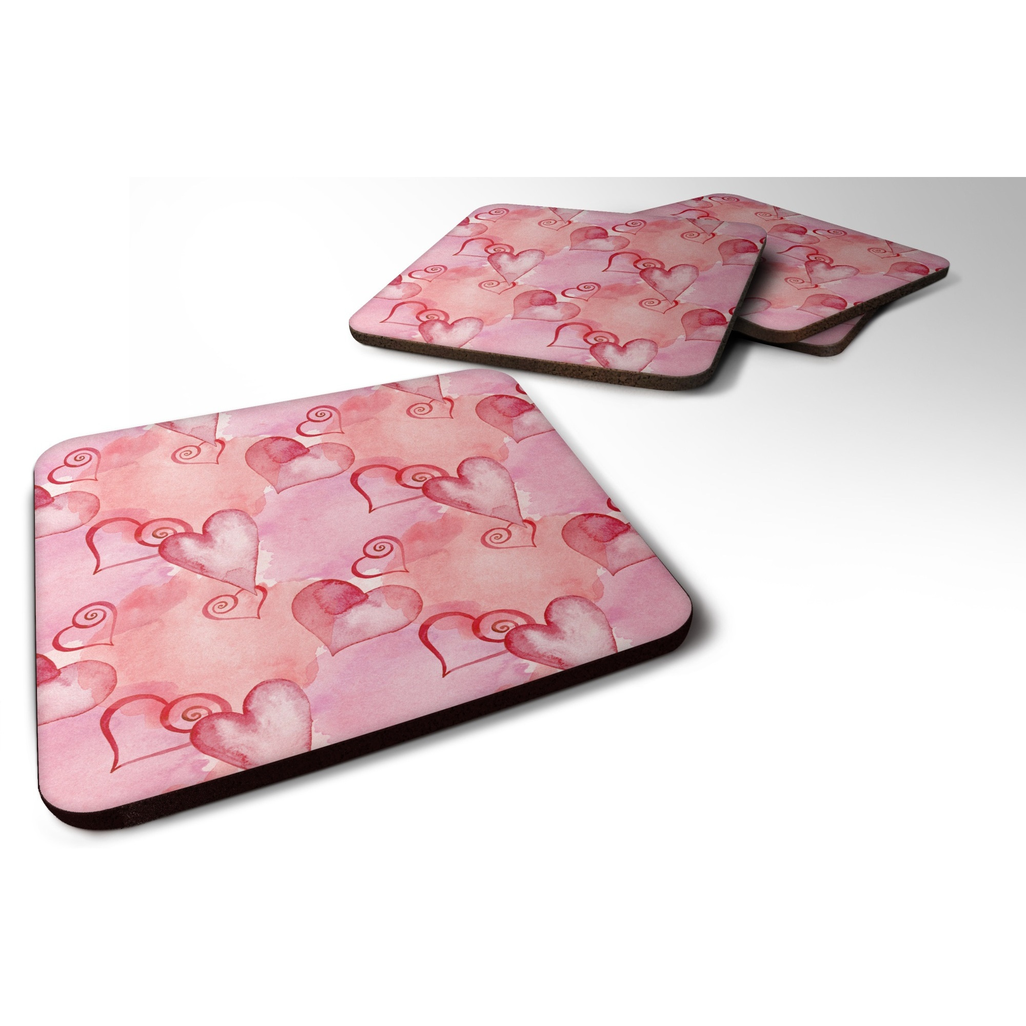 &quotCaroline's Treasures Watercolor Red Hearts Decorative coasters, 3.5, Multicolor"