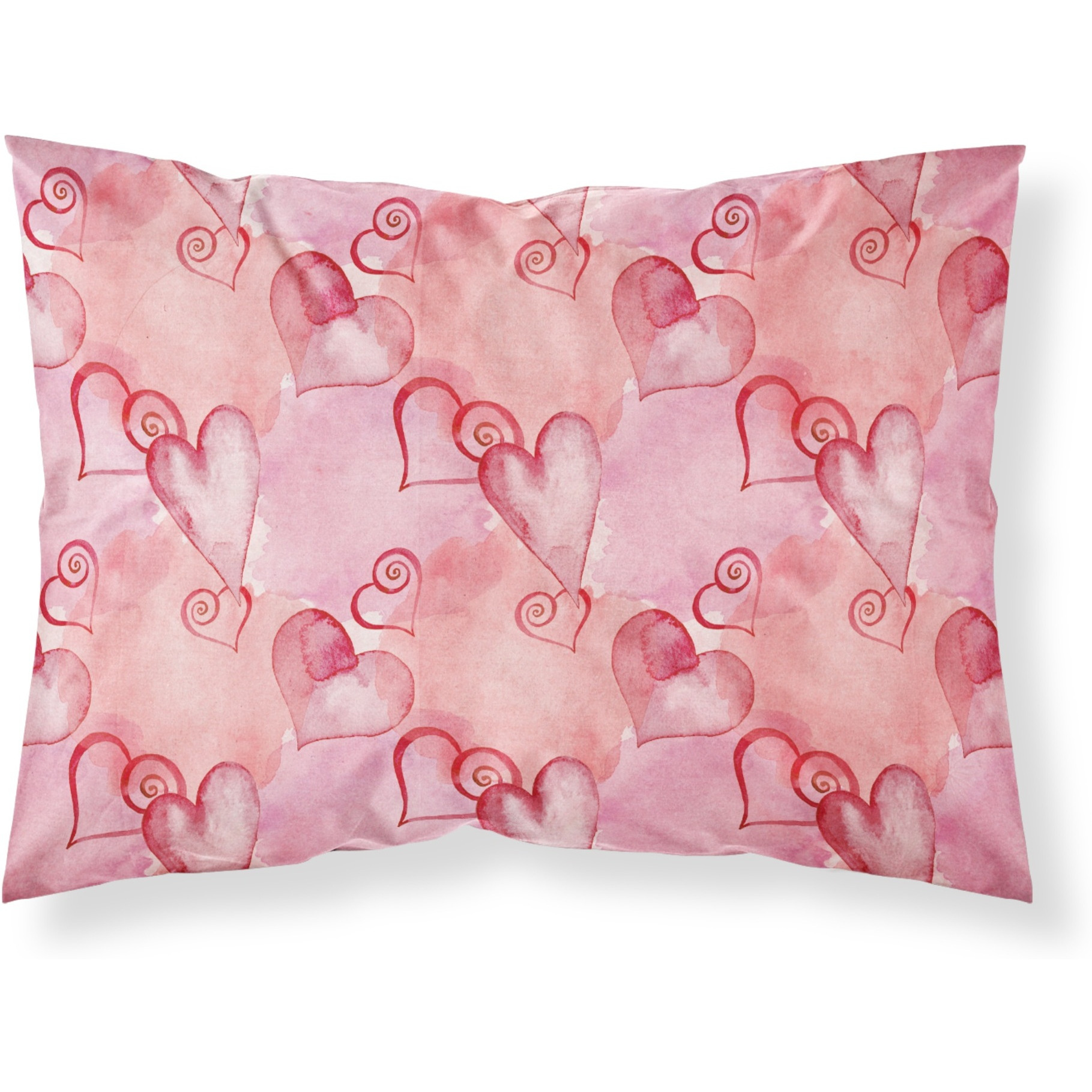 &quotCaroline's Treasures Watercolor Red Hearts Pillowcase, Standard, Multicolor"