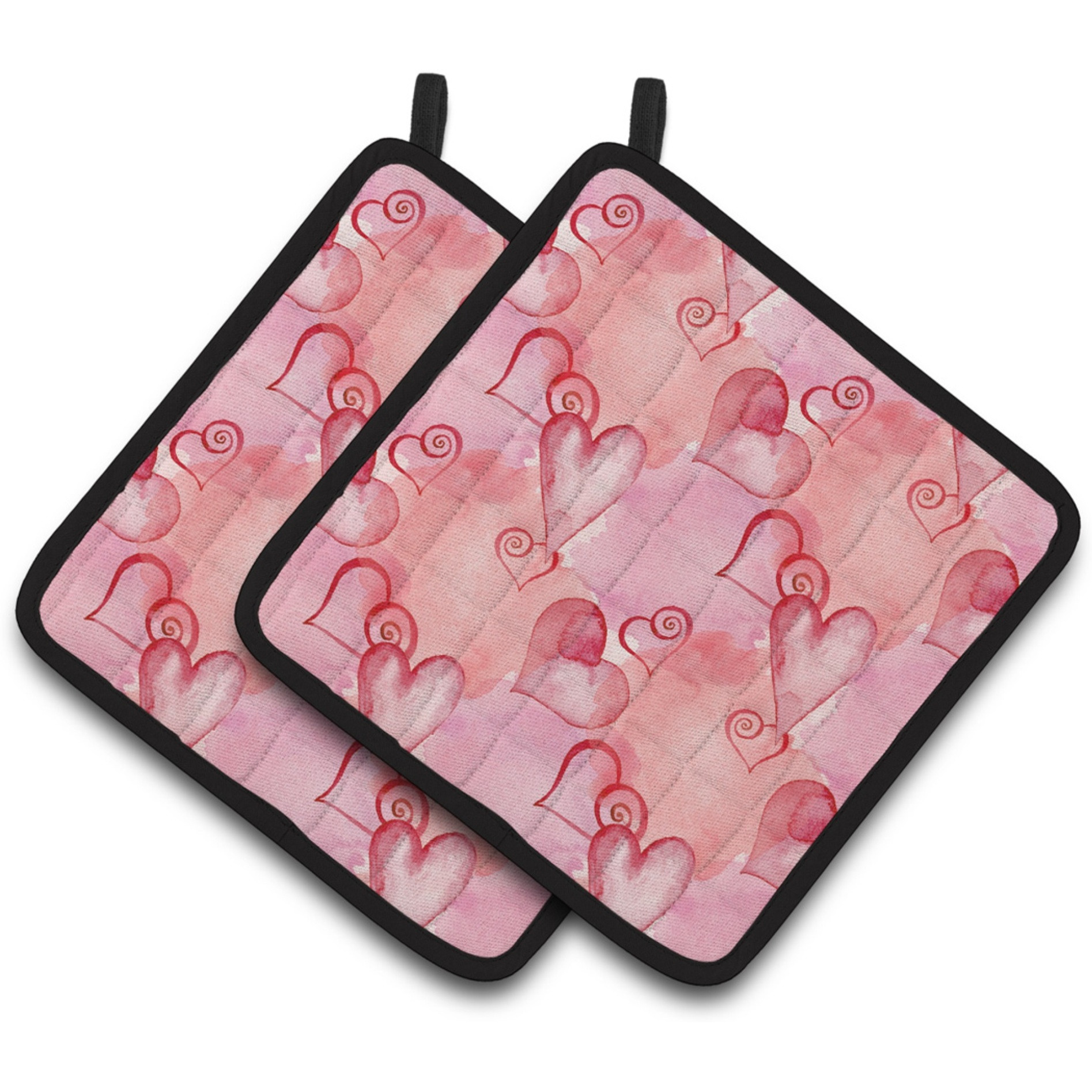 &quotCaroline's Treasures Watercolor Red Hearts Decorated Pot Holder, 7.5"" x 7.5"", Multicolor"