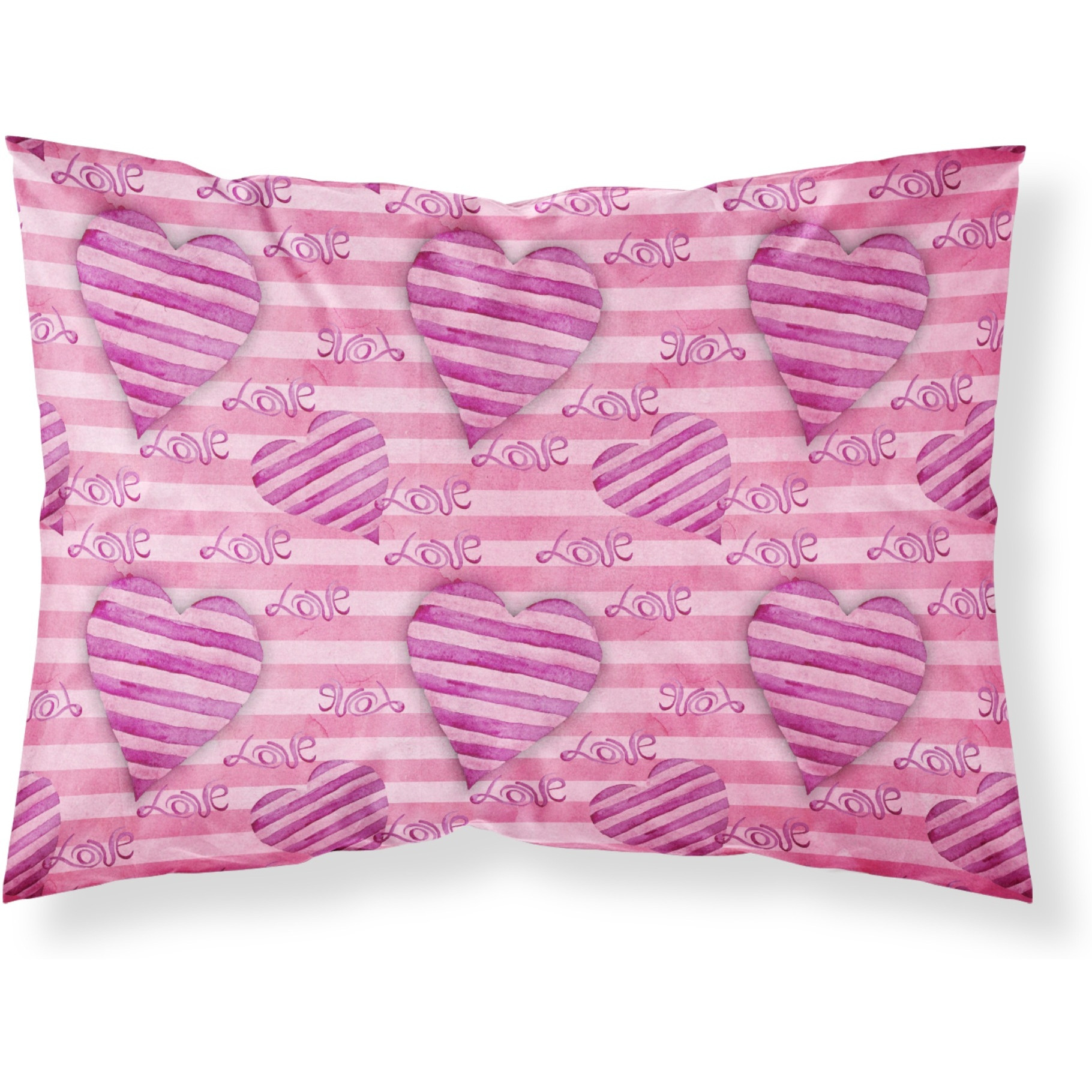 &quotCaroline's Treasures Watercolor Hot Pink Striped Hearts Pillowcase, Standard, Multicolor"