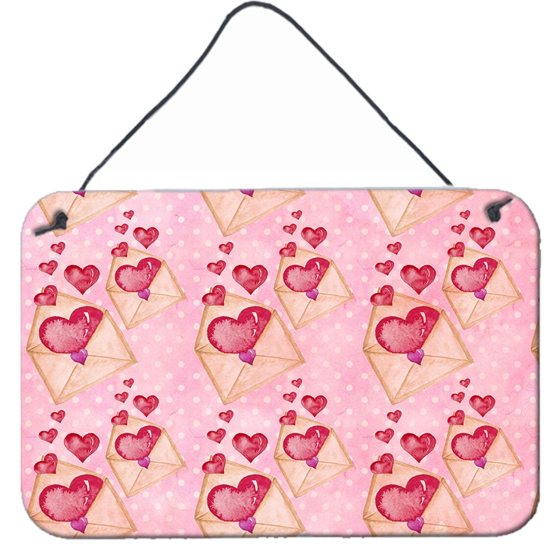 &quotCaroline's Treasures Watercolor Pink Love Letter Metal Print, 8"" H x 12"" W, Multicolor"