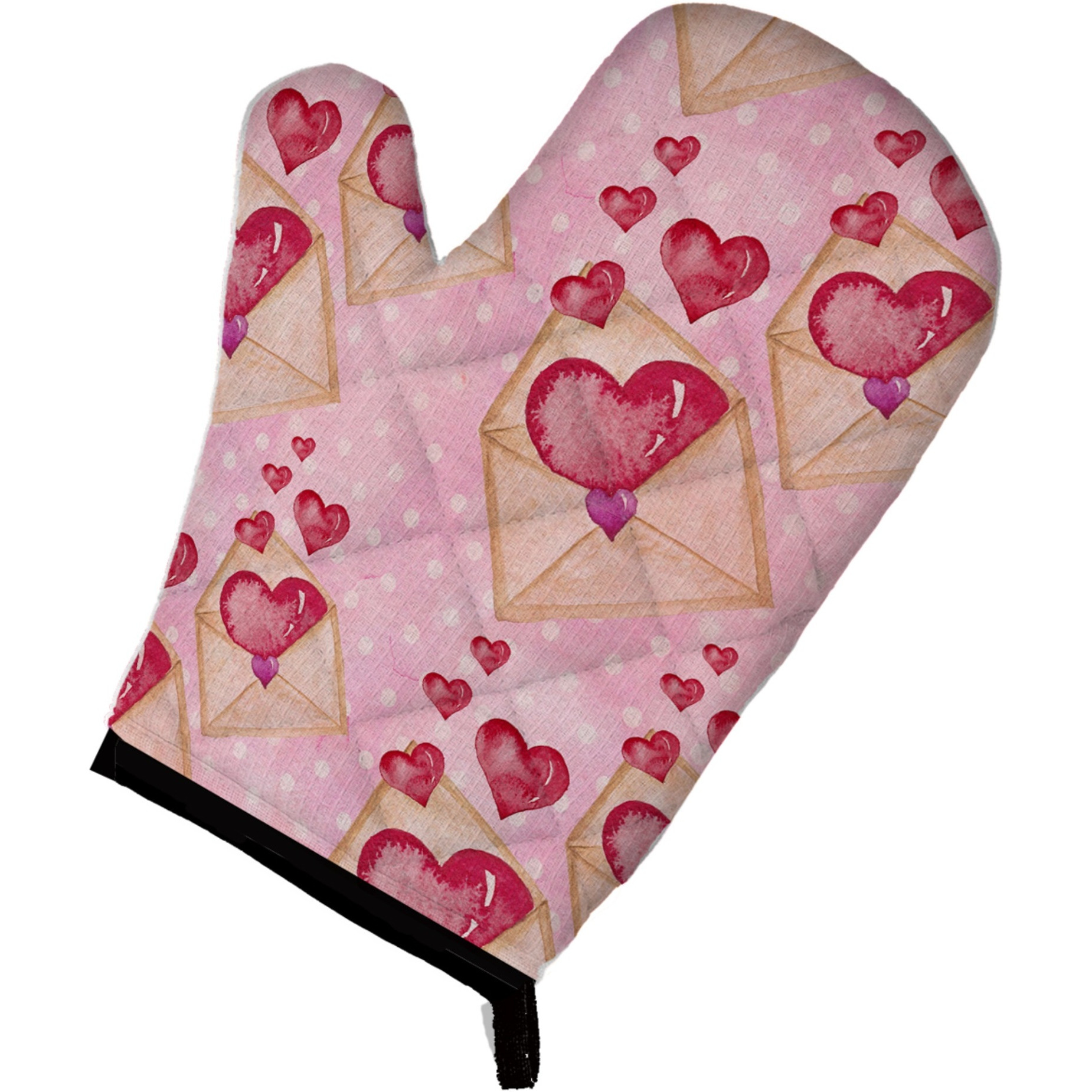 &quotCaroline's Treasures Watercolor Pink Love Letter Decorated Oven Mitt, 12"" x 8.5"", Multicolor"
