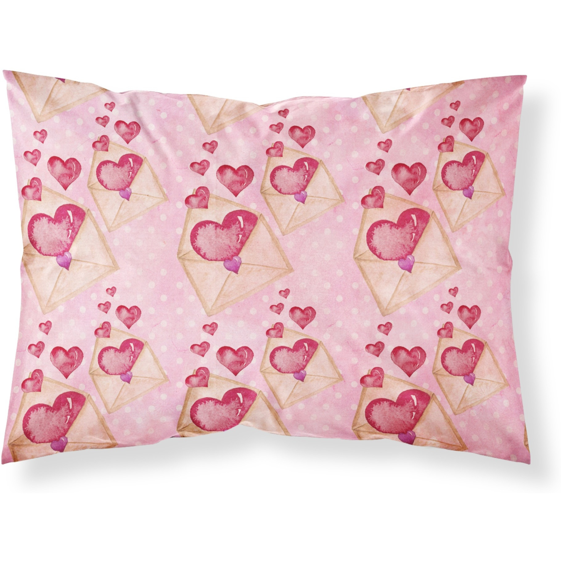 &quotCaroline's Treasures Watercolor Pink Love Letter Pillowcase, Standard, Multicolor"