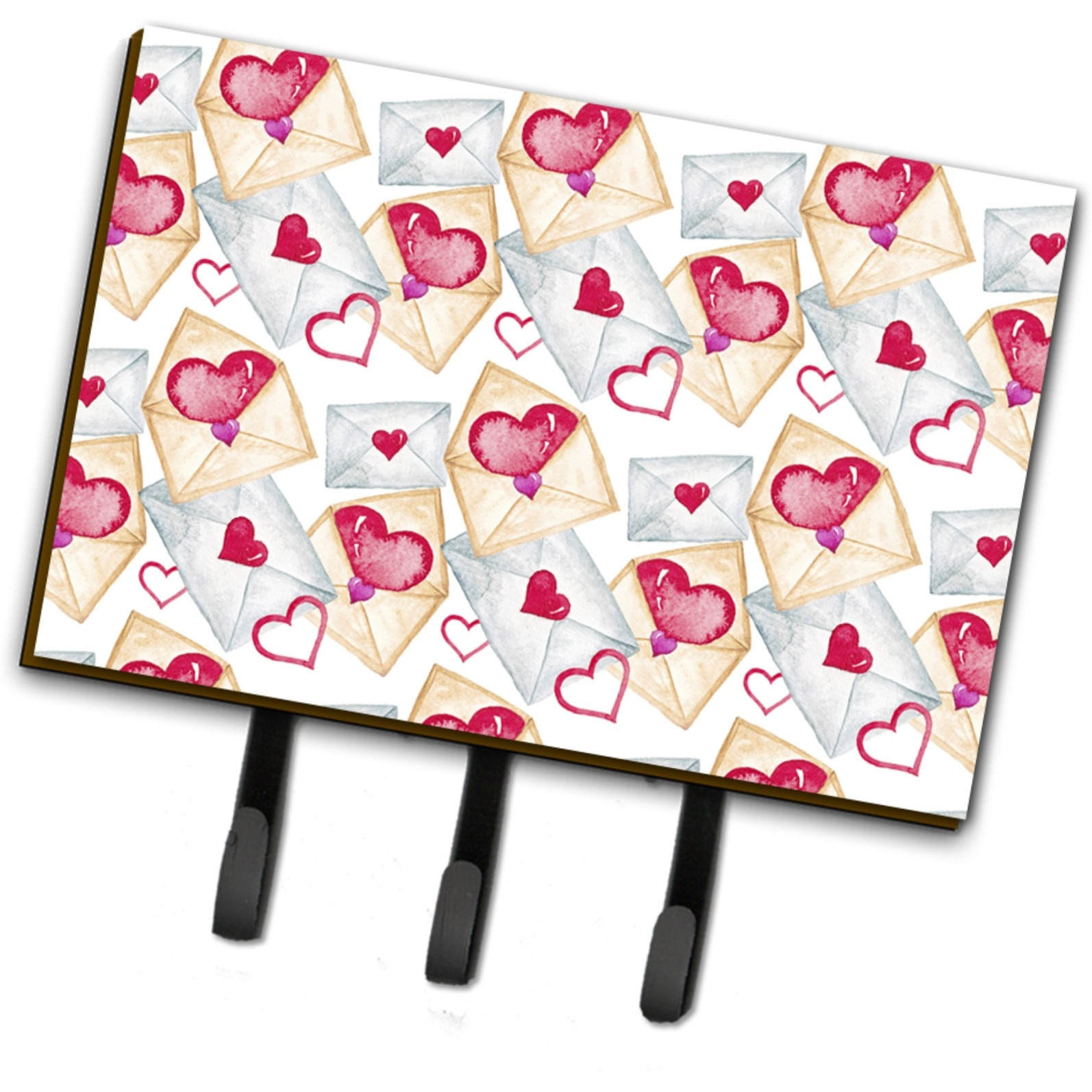 &quotCaroline's Treasures Watercolor Love Letters Wall Hook, Triple, Multicolor"