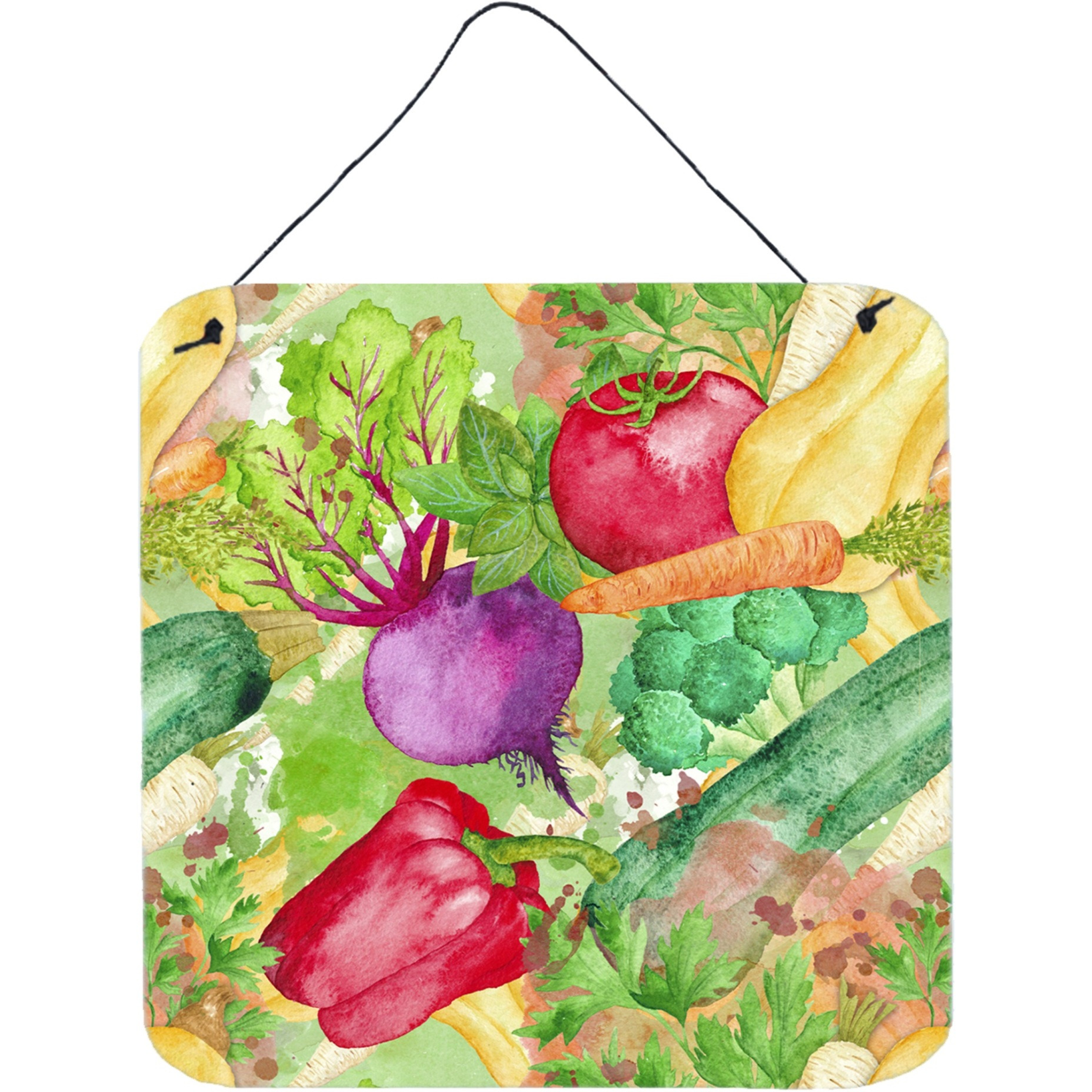&quotCaroline's Treasures Watercolor Vegetables Farm to Table Metal Print, 6"" H x 6"" W, Multicolor"