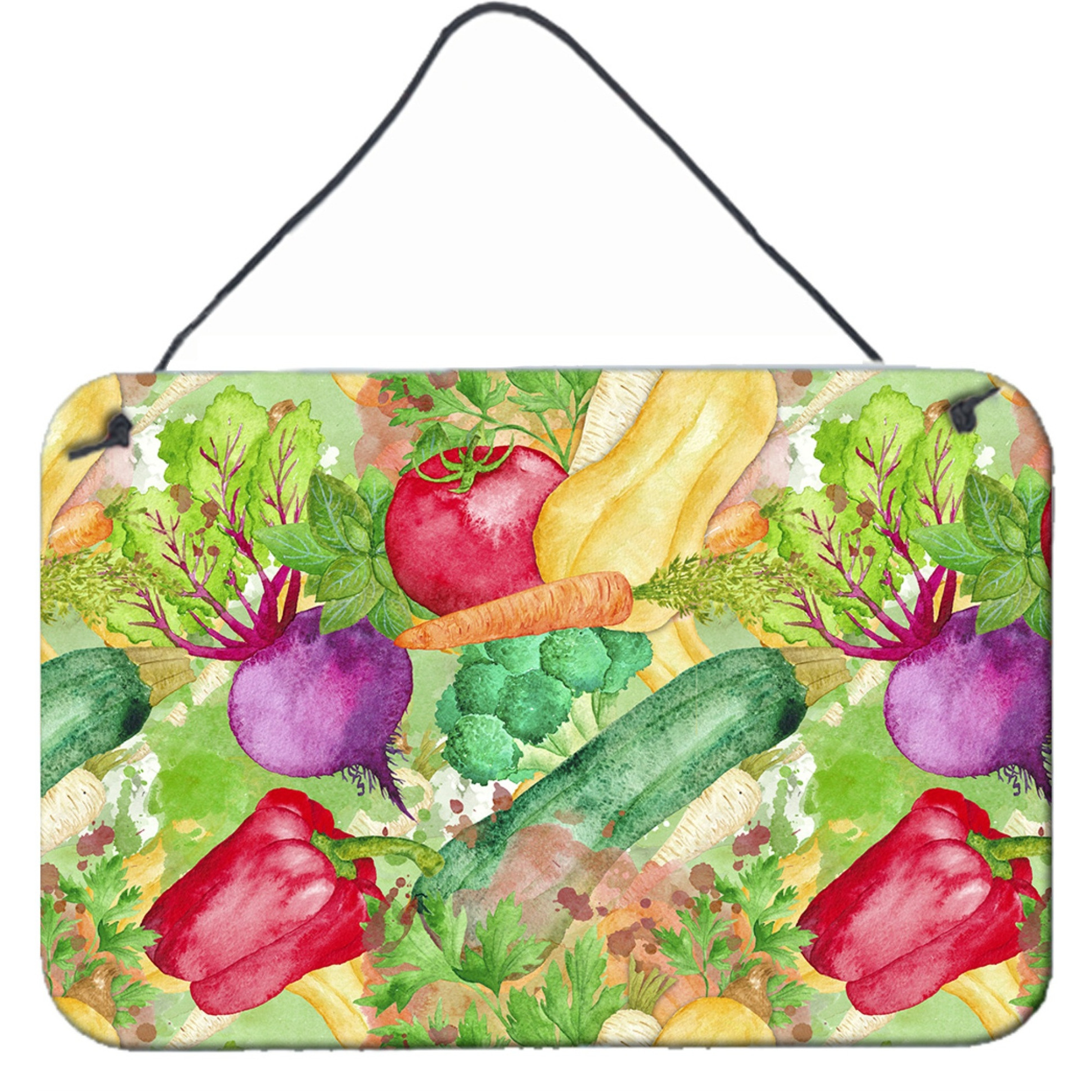 &quotCaroline's Treasures Watercolor Vegetables Farm to Table Metal Print, 8"" H x 12"" W, Multicolor"
