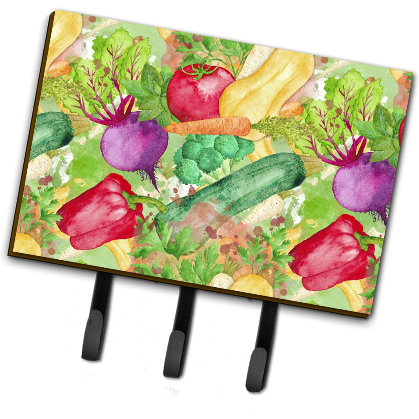 &quotCaroline's Treasures Watercolor Vegetables Farm to Table Wall Hook, Triple, Multicolor"