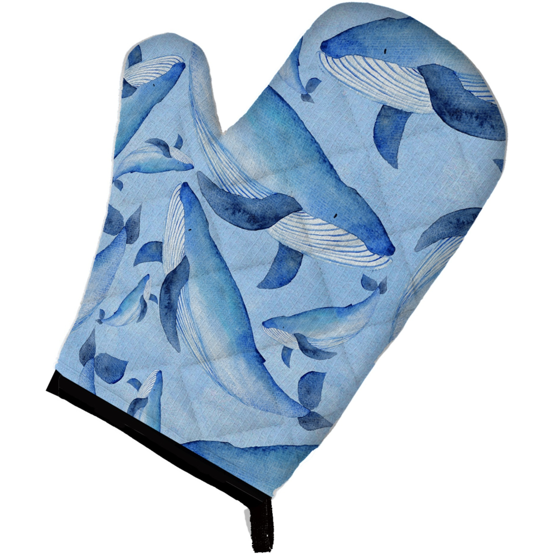 &quotCaroline's Treasures Watercolor Nautical Whales Decorated Oven Mitt, 12"" x 8.5"", Multicolor"